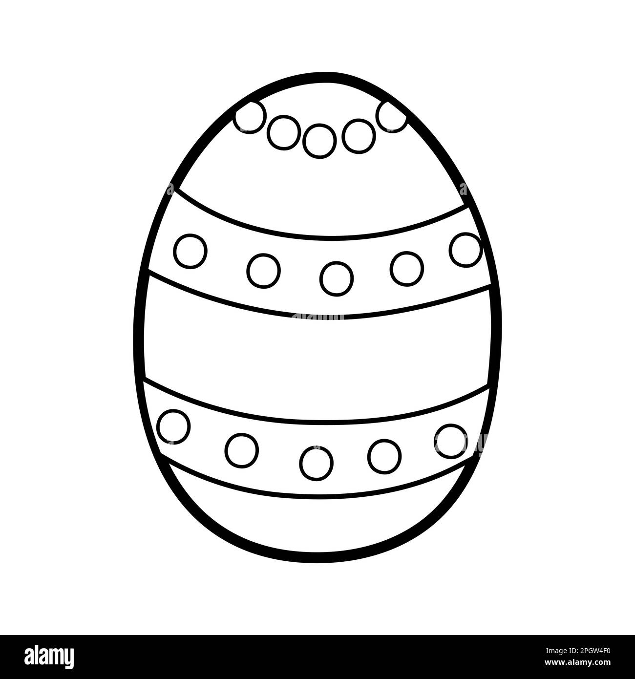 Easter decorative egg coloring page for kids. Black and white activity