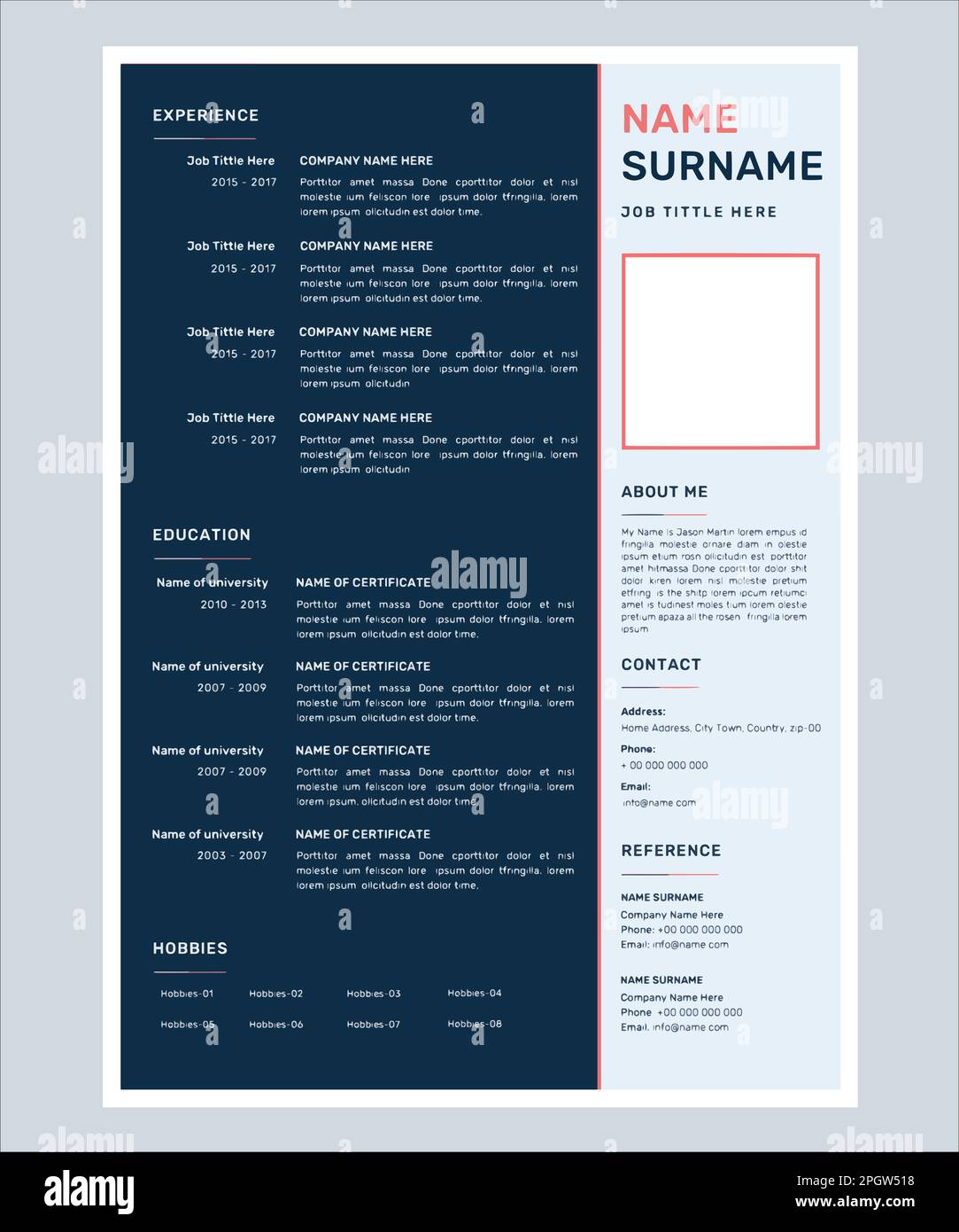 Sample Resume Layout Design Creative resume layout Stock Vector Images - Alamy