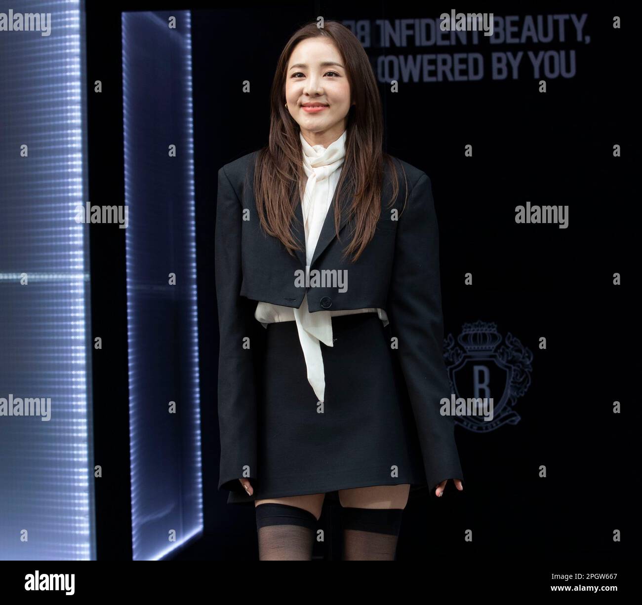 Seoul, South Korea. 24th Mar, 2023. South Korean singer and actress Sandara Park, attends the photocall for the 'Bobby Brown' pop-up store opening event in Seoul, South Korea on March 24, 2023. (Photo by Lee Young-ho/Sipa USA) Credit: Sipa USA/Alamy Live News Stock Photo