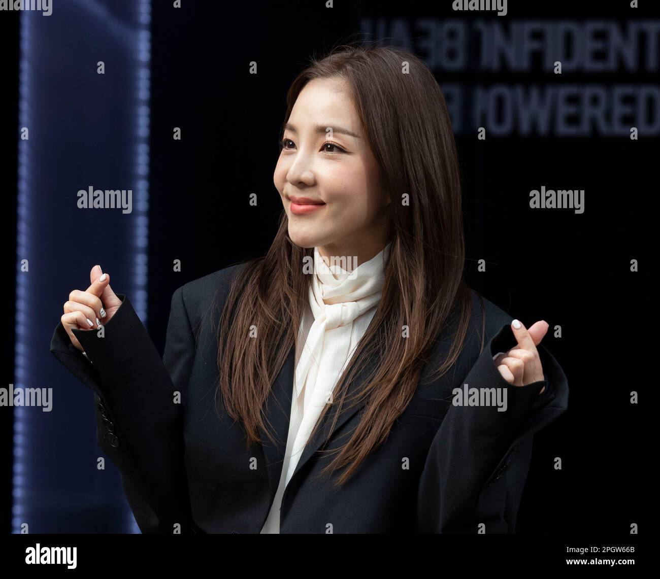 Seoul, South Korea. 24th Mar, 2023. South Korean singer and actress Sandara Park, attends the photocall for the 'Bobby Brown' pop-up store opening event in Seoul, South Korea on March 24, 2023. (Photo by Lee Young-ho/Sipa USA) Credit: Sipa USA/Alamy Live News Stock Photo