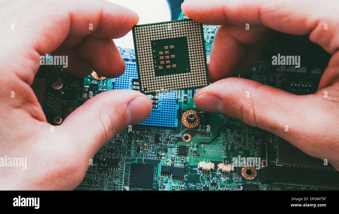 electronic engineering hardware maintenance cpu Stock Photo