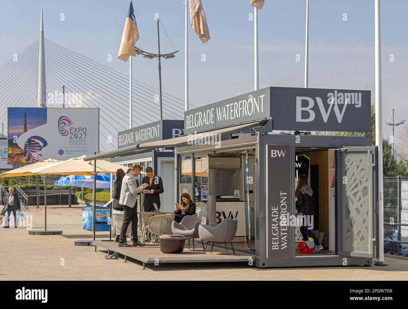 Belgrade, Serbia March 22, 2023 BW Real Estate Office in Converted