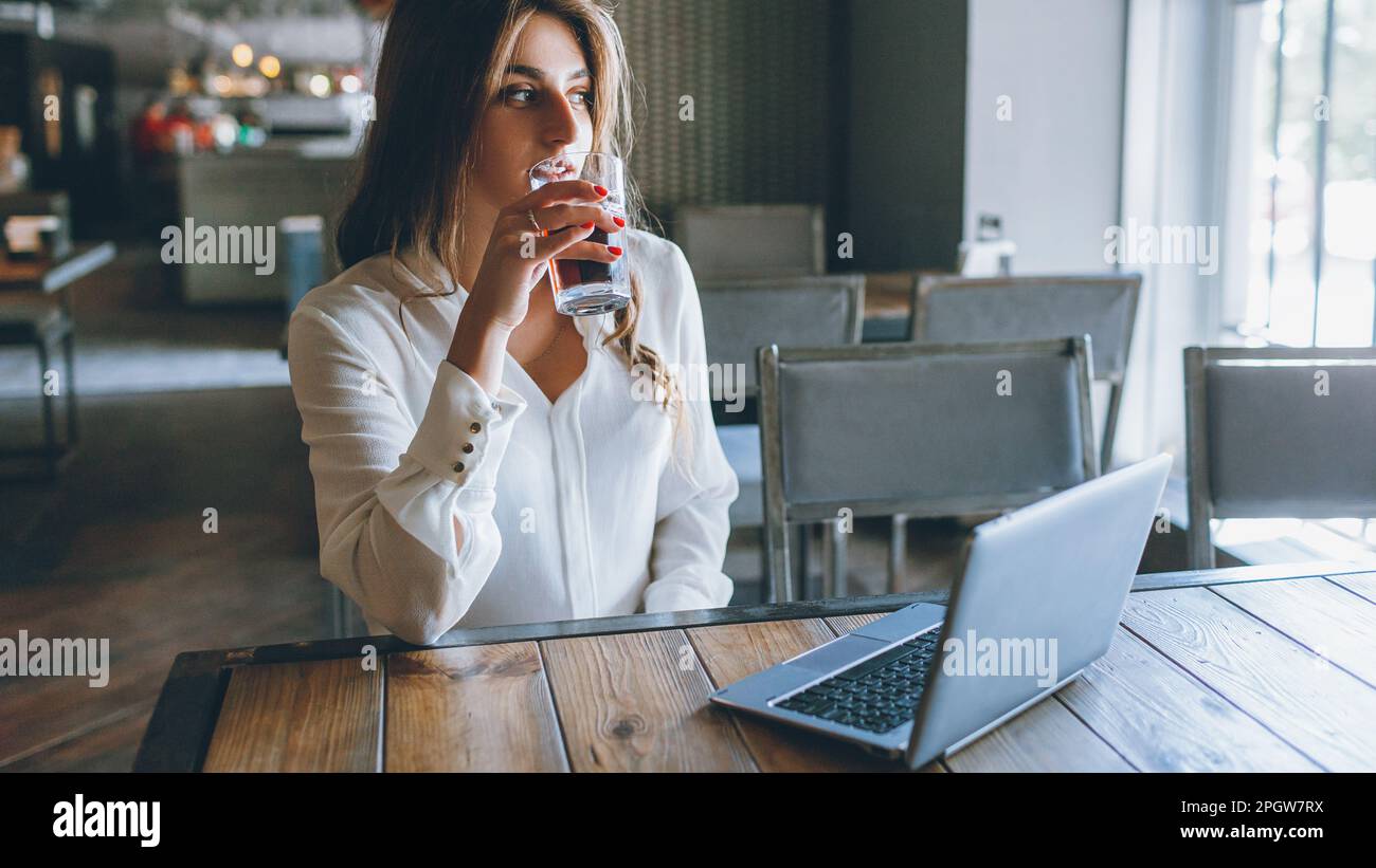 lunch time working day break business woman Stock Photo