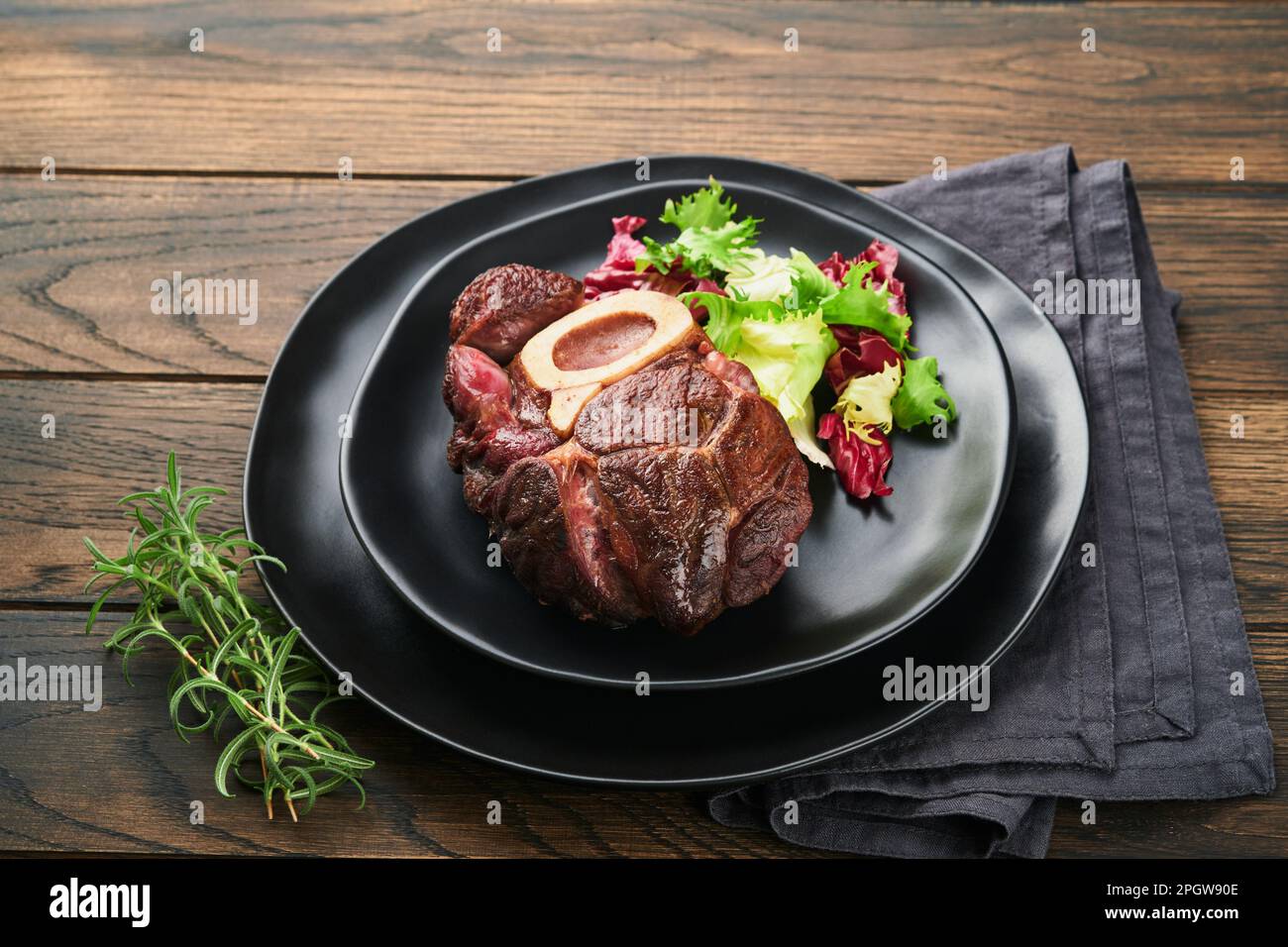 Steaks Osso Buco Sliced beef grilled Osso Buco or porterhouse meat