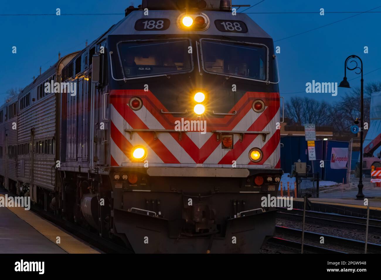 Metra Commuter Train Locomotive in Chicago area Stock Photo