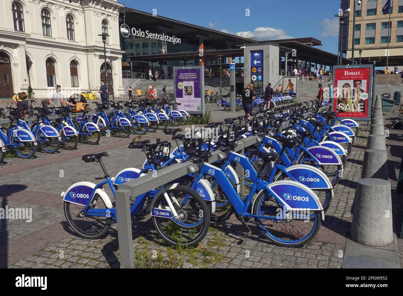 Norway, Oslo, OBOS City Bike bicycles for rent at OBOS bike station ...