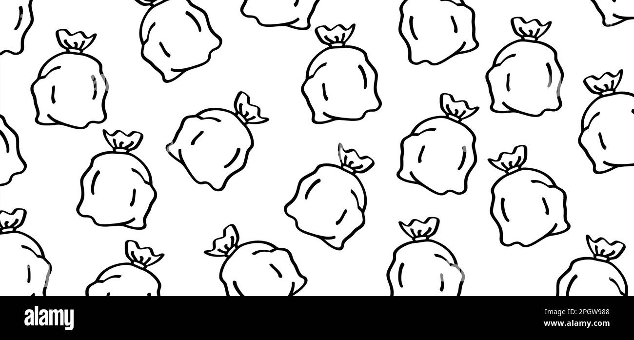 Dustbin, garbage bag banner. Rubbish can and plastic bag. Waste bin or