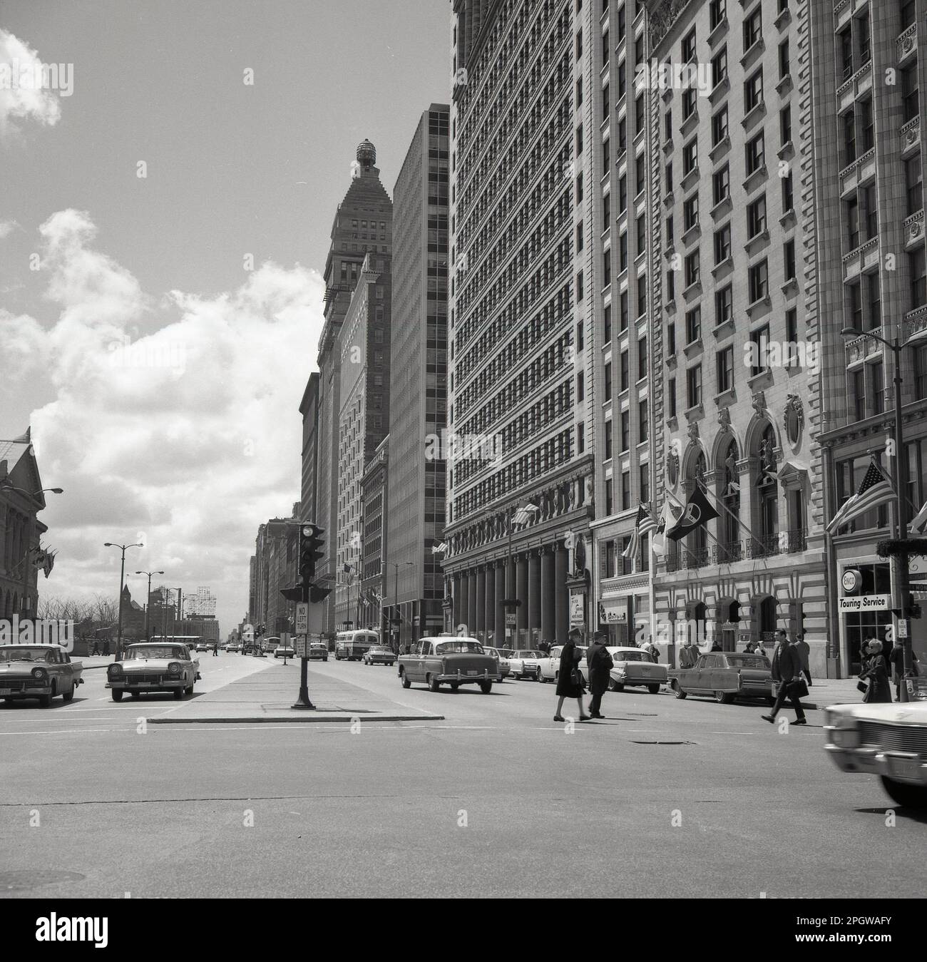 1960s, historical, a view from this era of North MIchigan Ave, Chicago, Illinois, USA, a famous street known as 'The Magnificent MIle' in downtown. Stock Photo