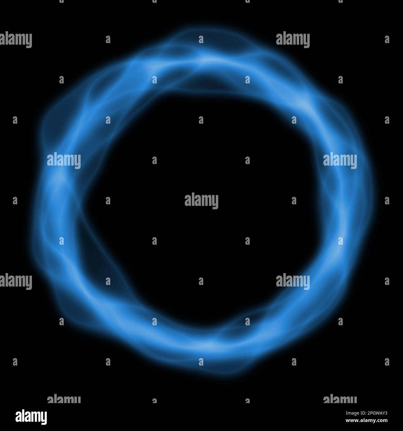 Circle of blue smoke on a black background. blue circle smoke black hole Stock Photo