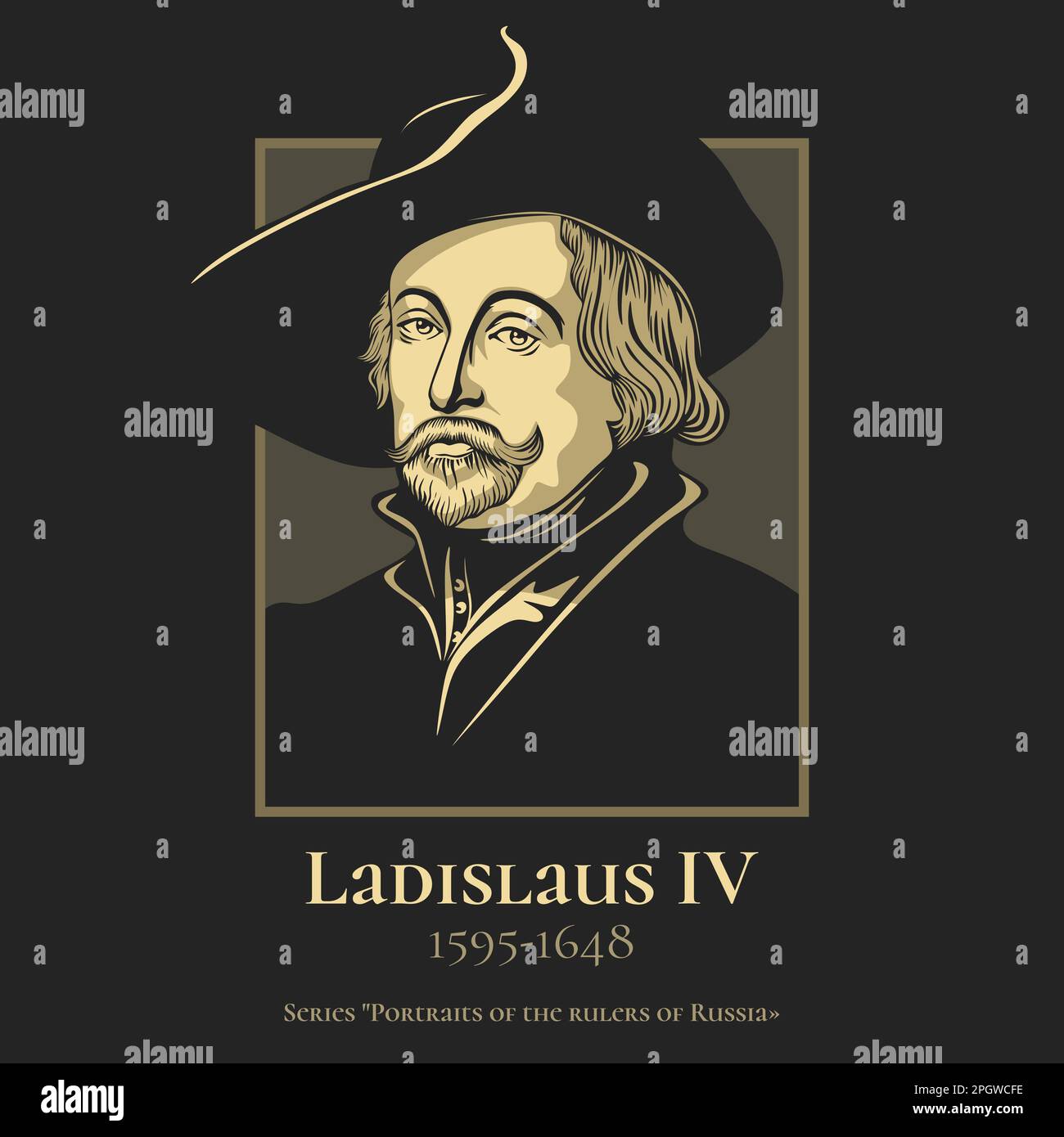 Ladislaus IV (1595-1648) was King of Poland, Grand Duke of Lithuania and claimant of the thrones of Sweden and Russia. Stock Vector