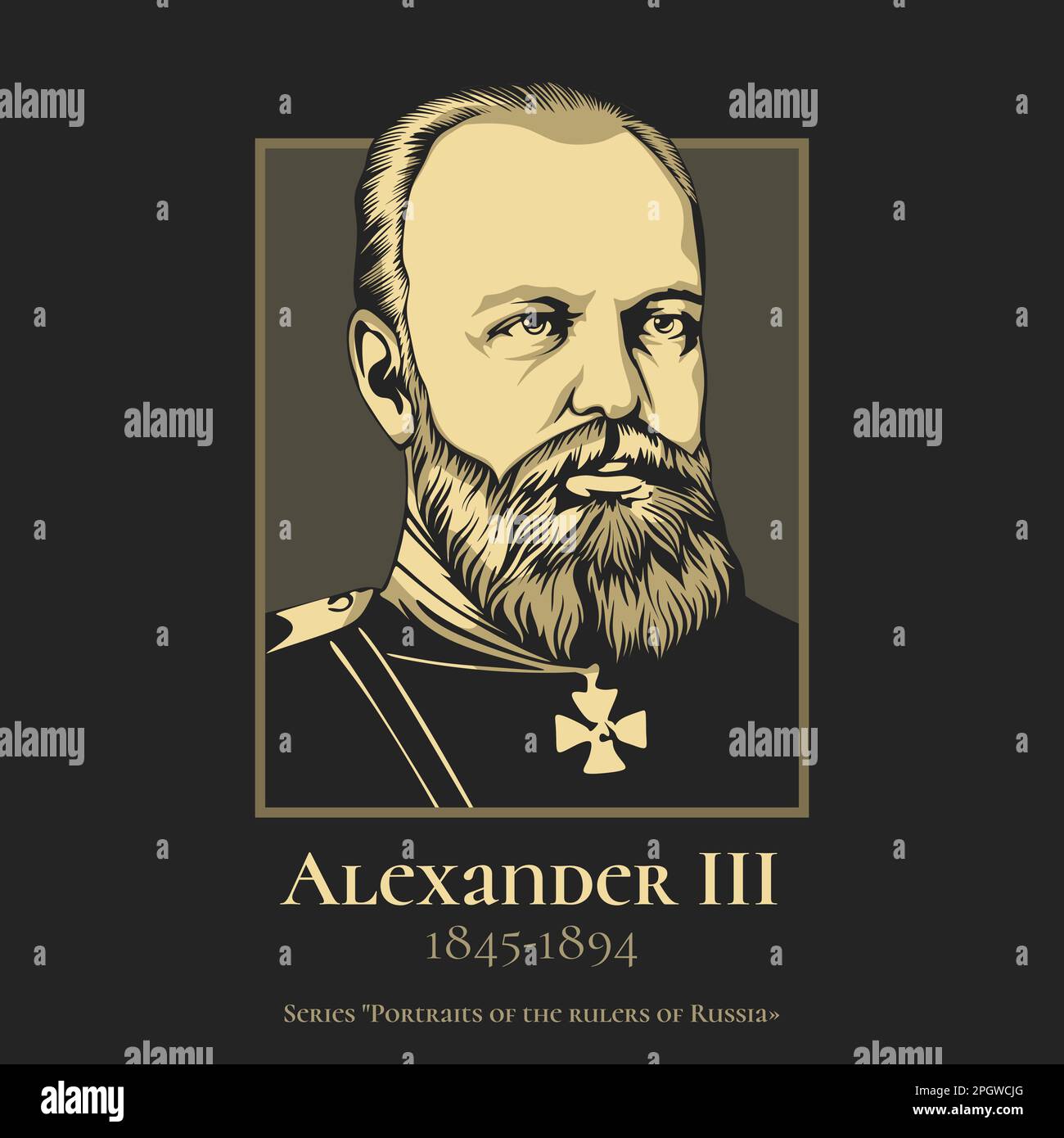 Alexander III (1845-1894) was Emperor of Russia, King of Congress Poland and Grand Duke of Finland from 13 March 1881 until his death in 1894. Stock Vector