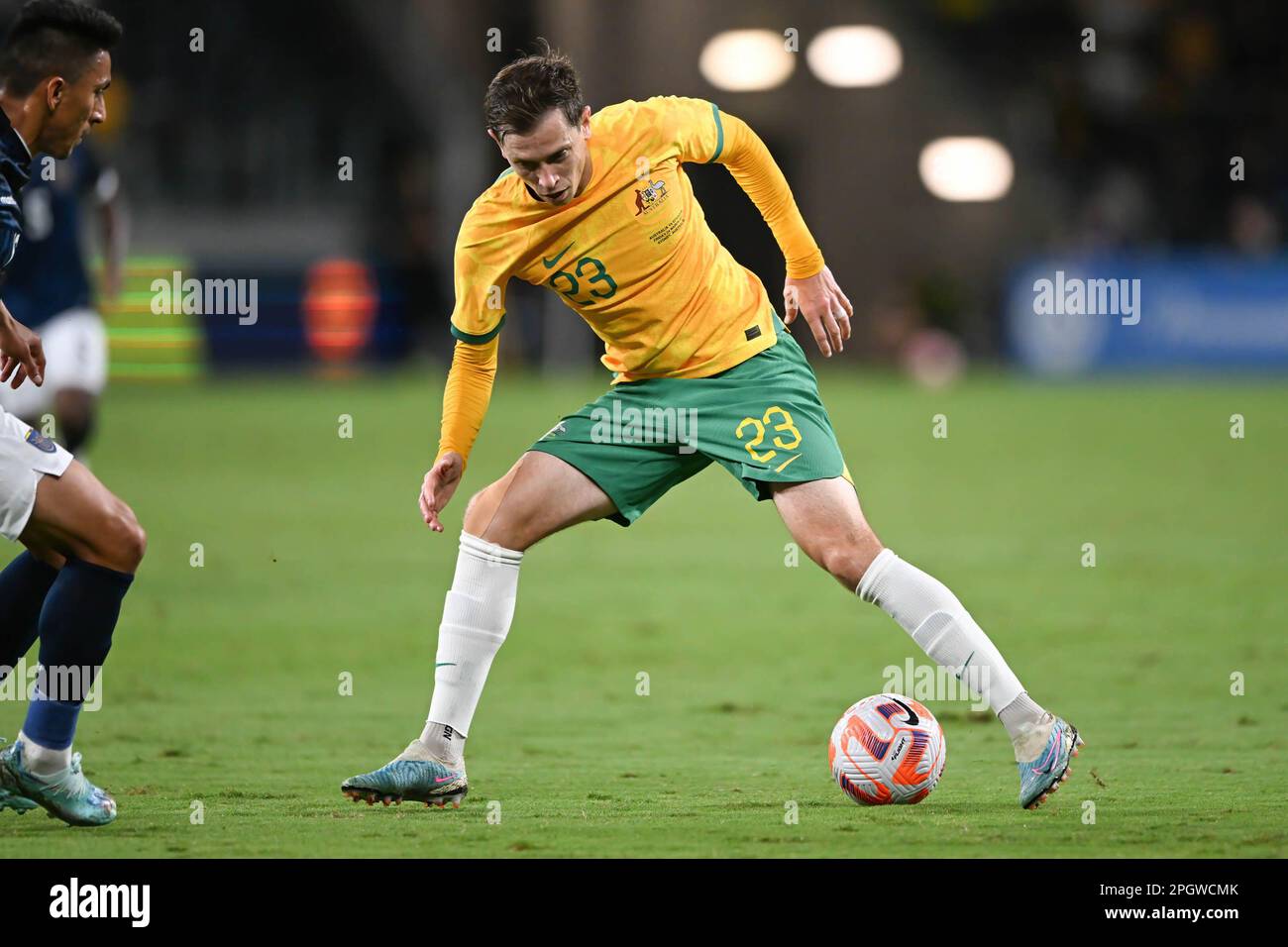 Sydney, Australia. 24th Mar, 2023. Craig Goodwin of Australia National Men's soccer team in action during the 'Welcome Home' soccer match between Australia and Ecuador at the CommBank Stadium. Final score: 3:1 Australia : Ecuador. Credit: SOPA Images Limited/Alamy Live News Stock Photo