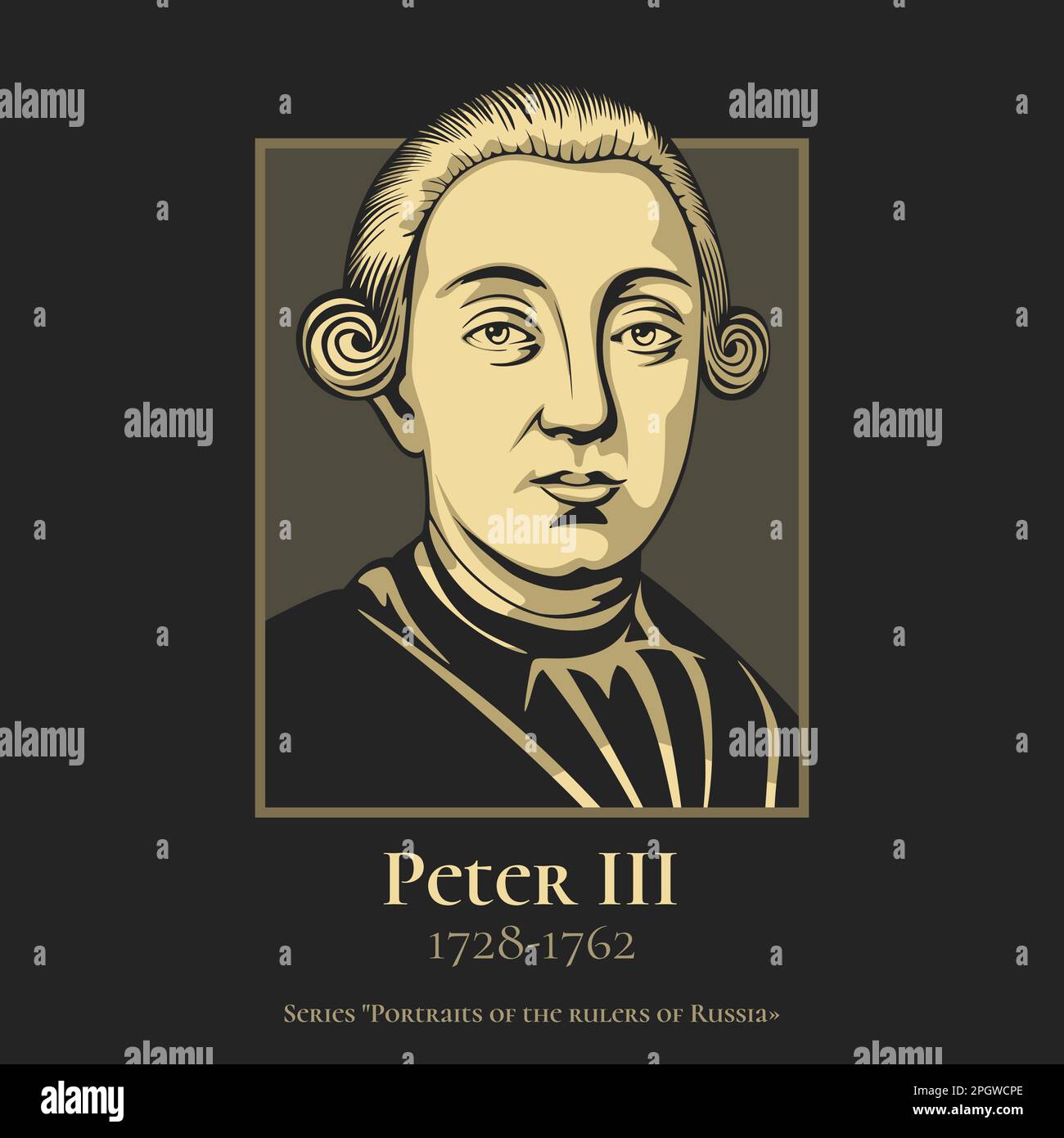 Peter III (1728-1762) was Emperor of Russia from 5 January 1762 until 9 July of the same year, when he was overthrown by his wife, Catherine II Stock Vector