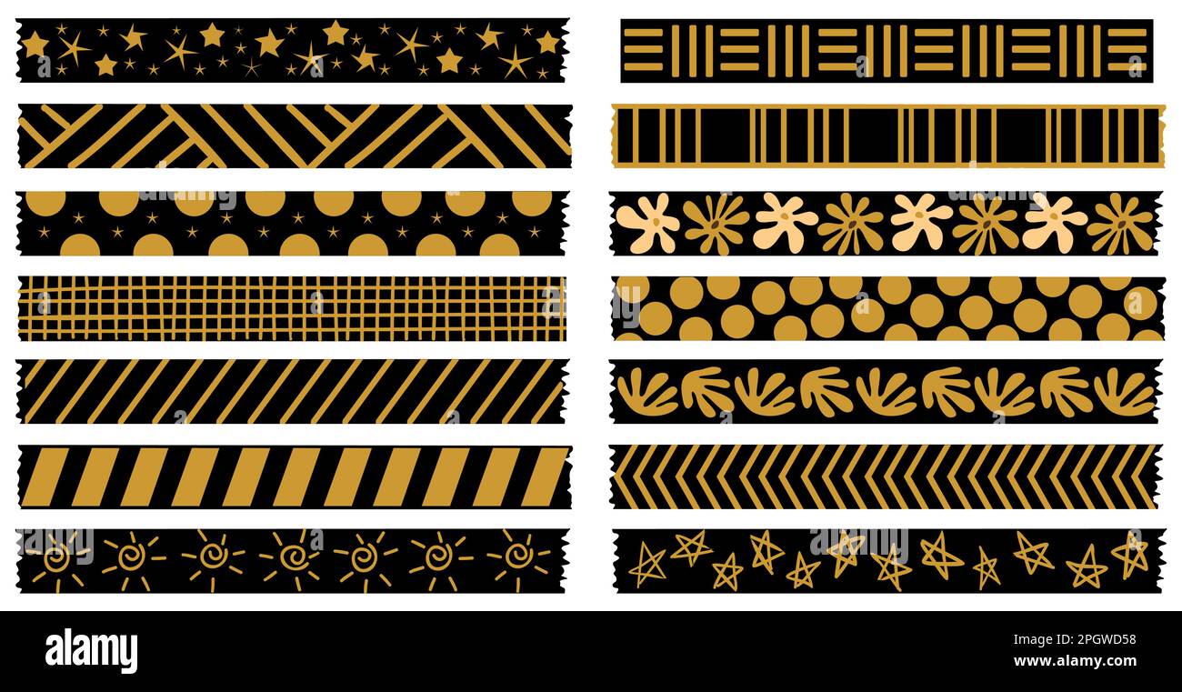 Washi tapes gold and black collection vector Stock Vector Image & Art