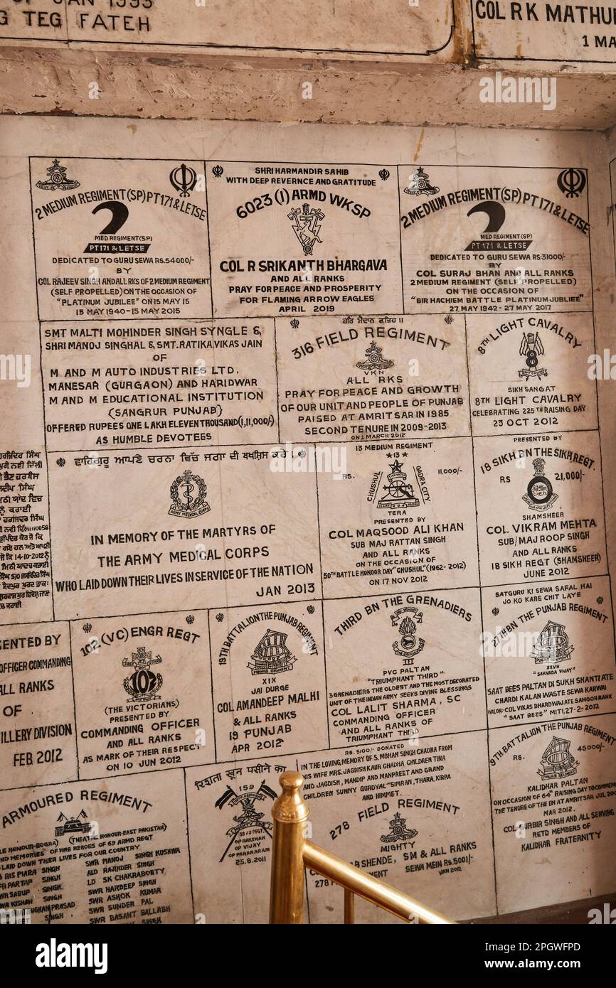 Amritsar, Punjab, India Diwali 2019 marble engraved memorial