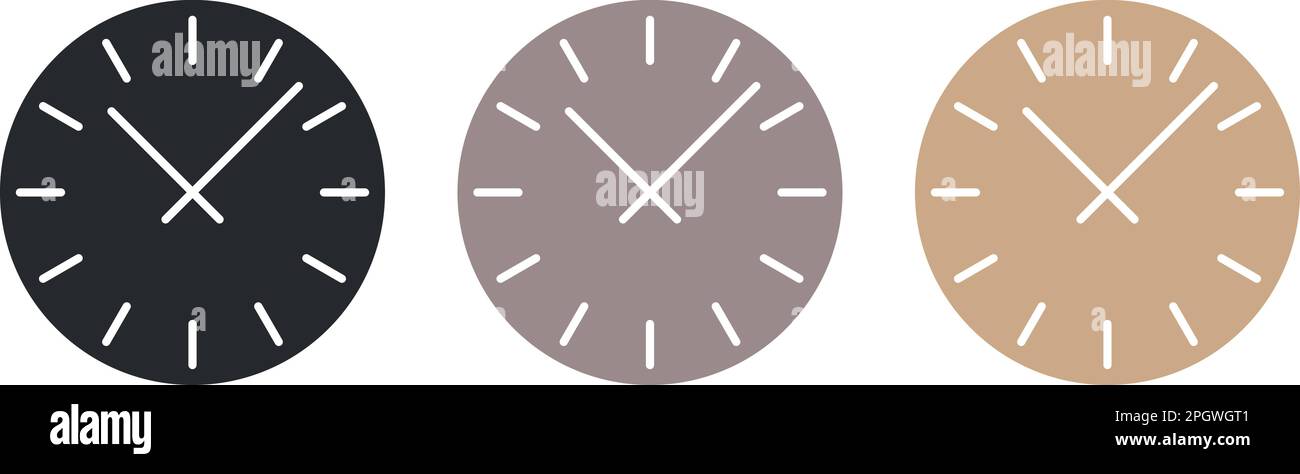 Flat long shadow clock icon isolated on white background . Vector ...