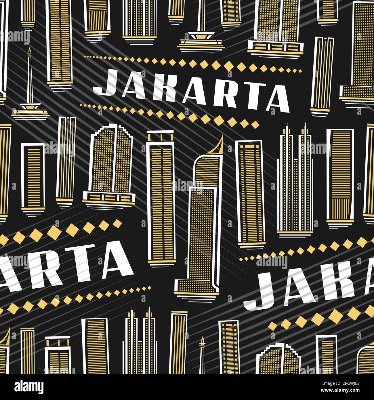 Vector Jakarta Seamless Pattern, square repeat background with