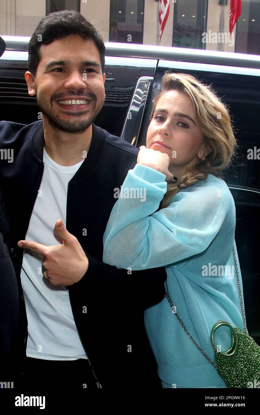 New York, NY, USA. 24th Mar, 2023. Carlos Valdes and Mae Whitman seen at New York Live promoting Up Here on March 24, 2023 in New York City. Credit: Rw/Media Punch/Alamy Live News Stock Photo