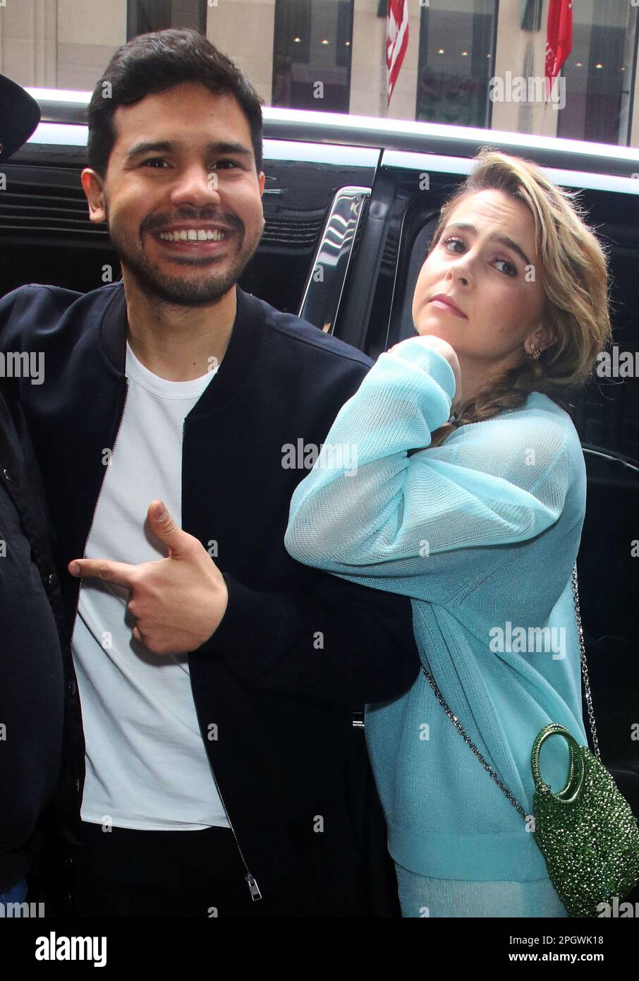 New York, NY, USA. 24th Mar, 2023. Carlos Valdes and Mae Whitman seen at New York Live promoting Up Here on March 24, 2023 in New York City. Credit: Rw/Media Punch/Alamy Live News Stock Photo