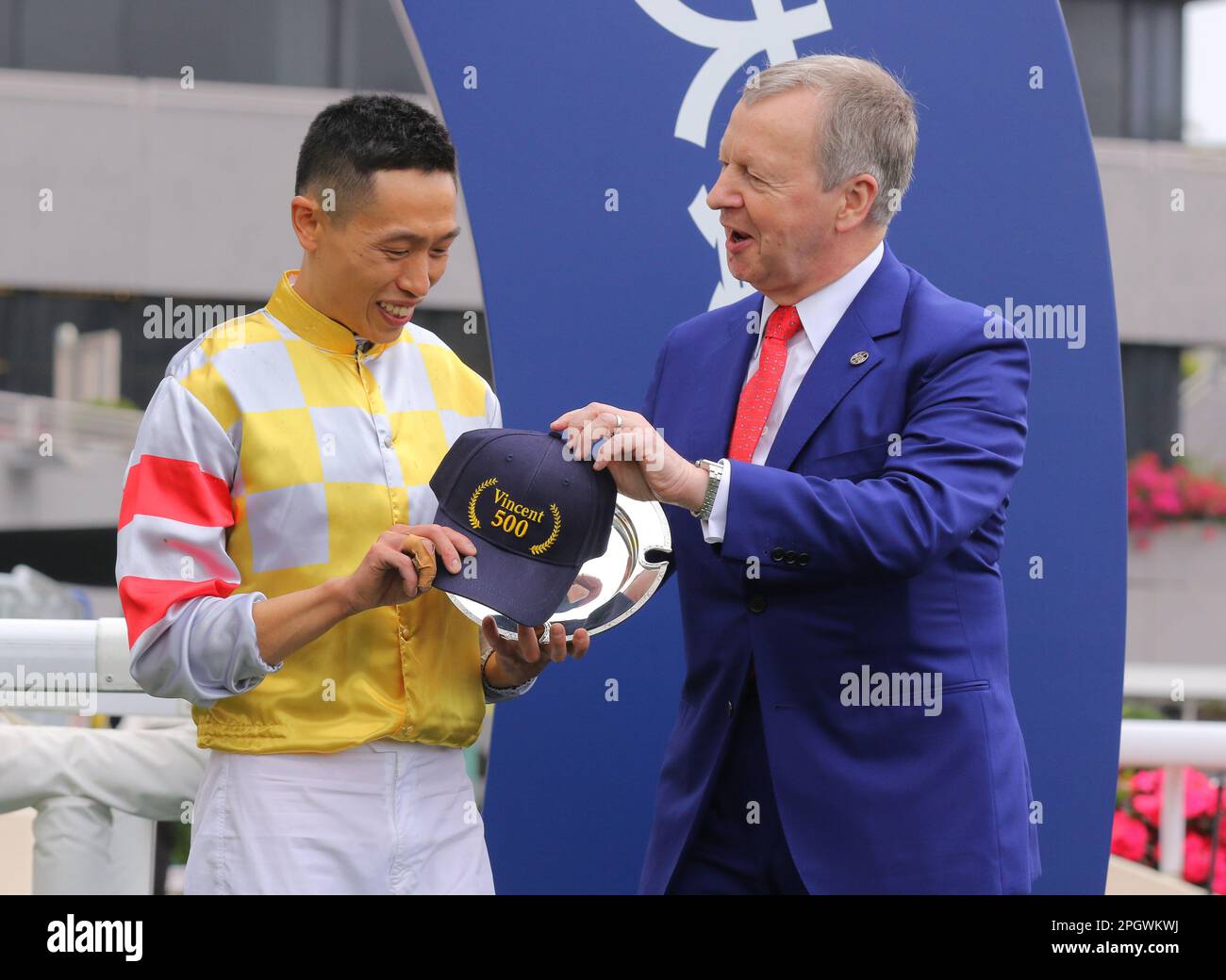 From L) Chairman and CEO of LVMH Bernard Arnault, Hong Kong actress Maggie  Cheung and Dior CEO Sidney Toledano are seen during the opening ceremony o  Stock Photo - Alamy