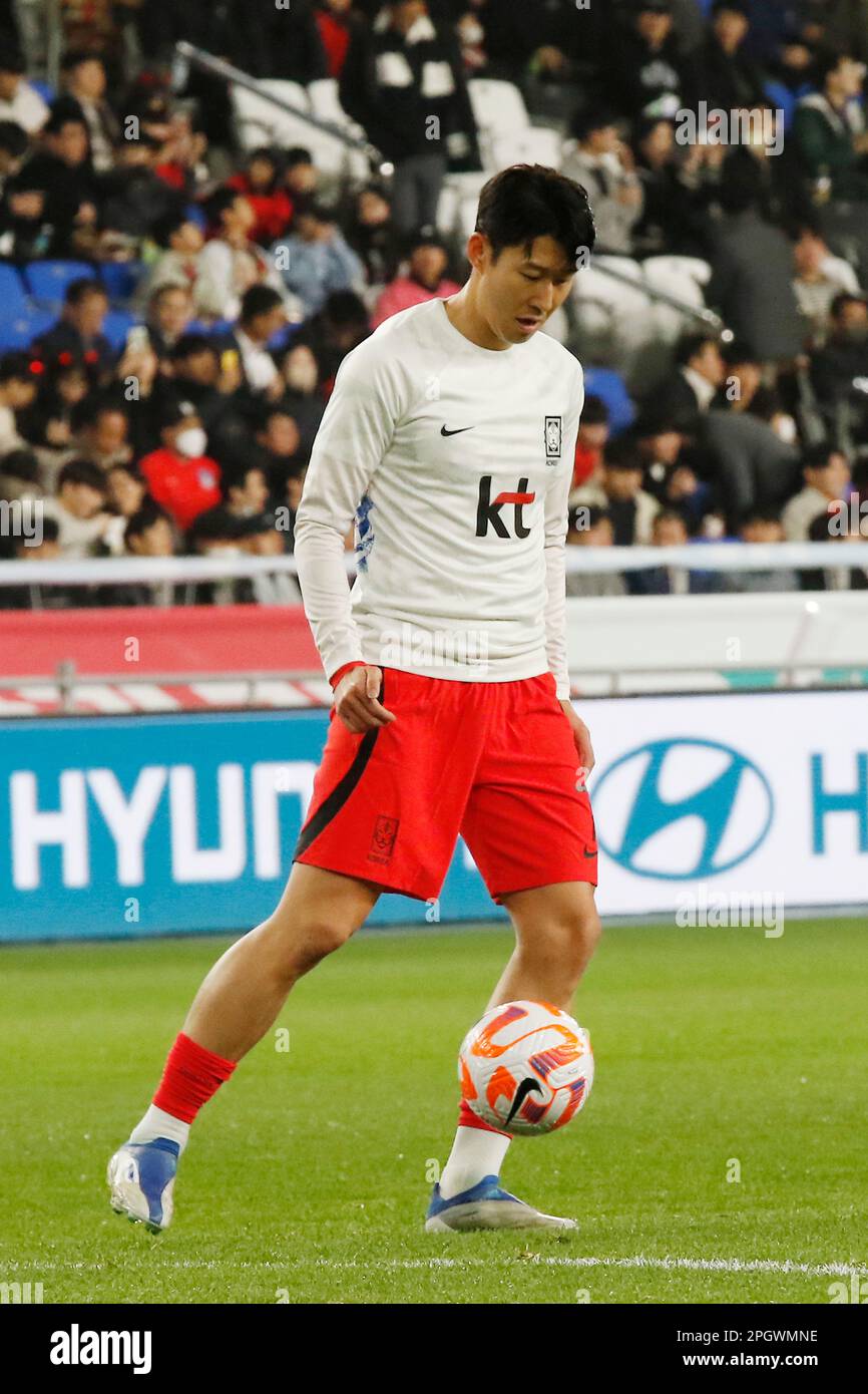 Ulsan, Gyeongnam, South Korea. 24th Mar, 2023. March 24, 2023-Ulsan, South Korea-South Korean Football Player Heungmin Son(SONY) action during the international friendly match between South Korea and Colombia at Ulsan Munsu Football Stadium on March 24, 2023 in Ulsan, South Korea. (Credit Image: © Ryu Seung-Il/ZUMA Press Wire) EDITORIAL USAGE ONLY! Not for Commercial USAGE! Stock Photo