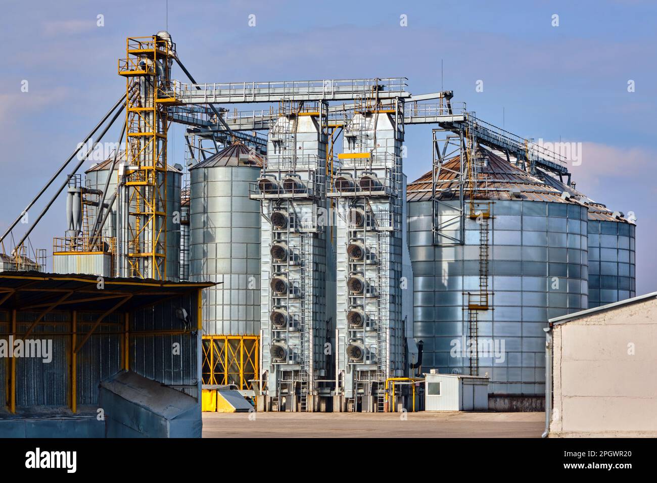 agro silos on agroindustrial complex and grain drying and seeds
