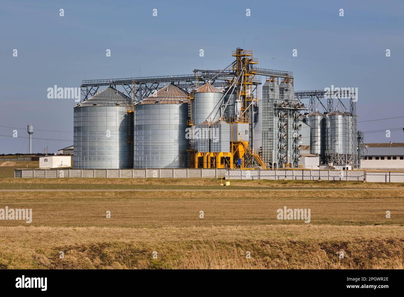 agro silos on agroindustrial complex and grain drying and seeds