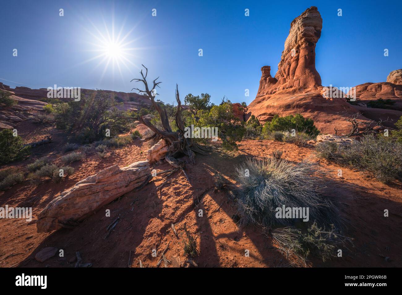 hiking the broken arch trail in arches national park in utah, usa Stock
