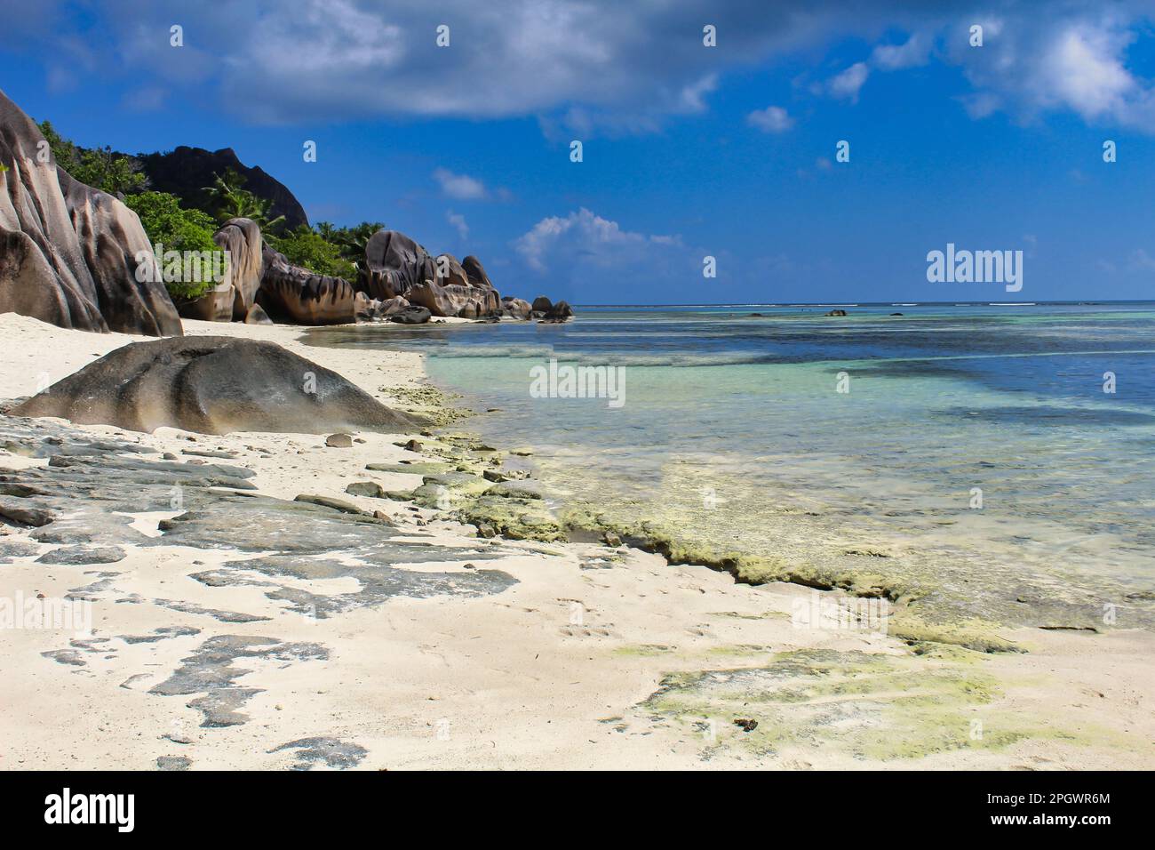 The gorgeous sands of the world famous Anse Source D'Argent beach on La ...
