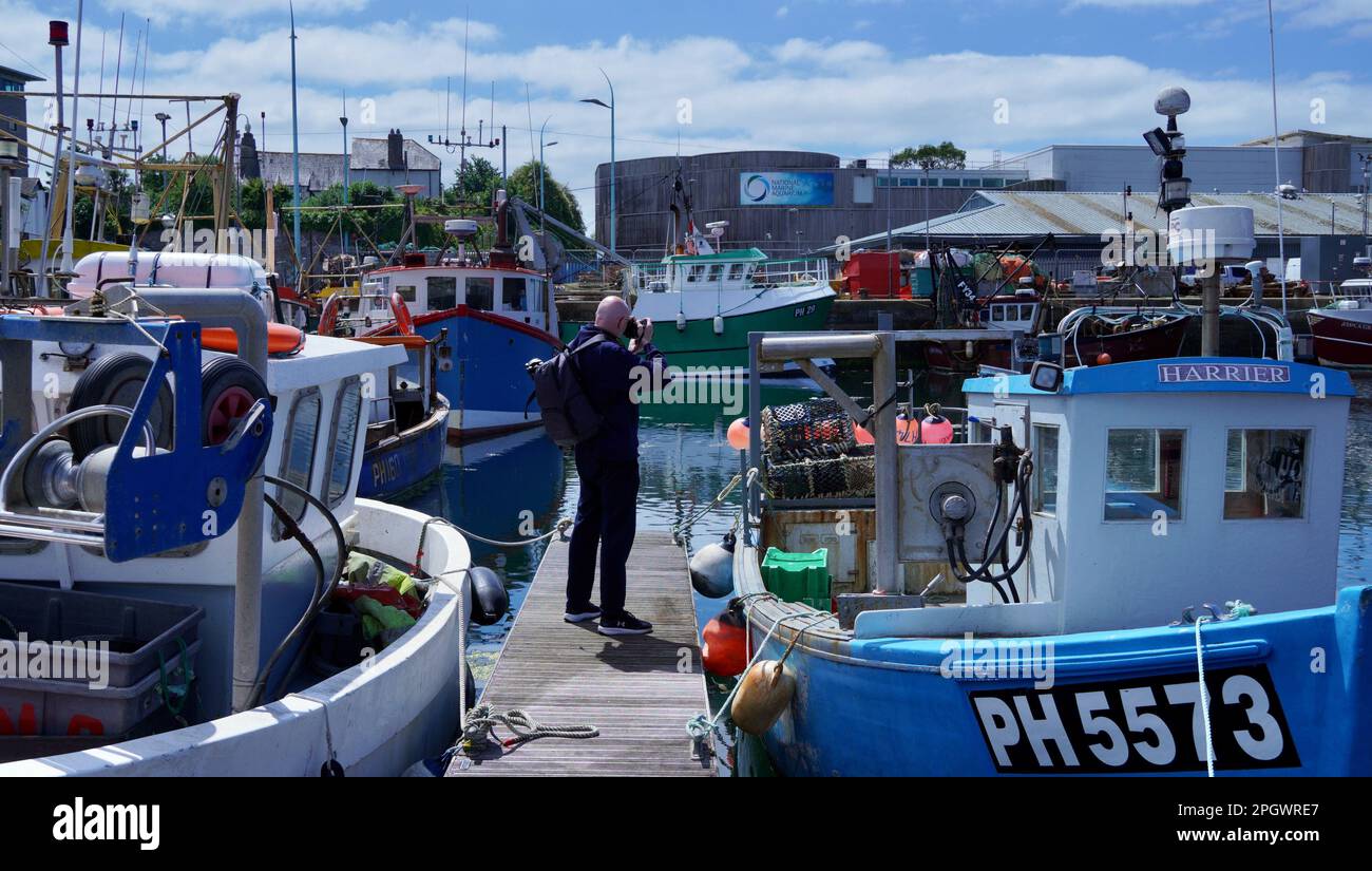 Plymouth, Devon, UK 06 July 2023 Fishing trawlers, large and small