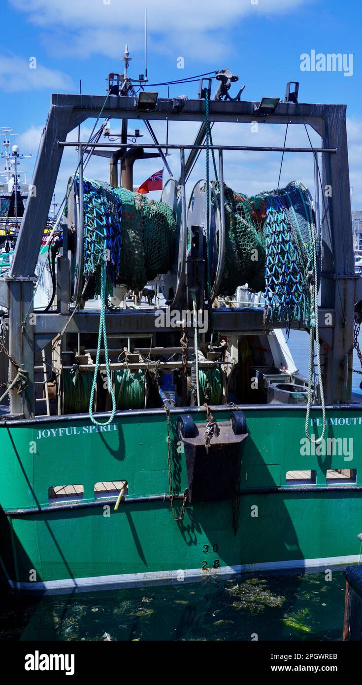 Plymouth, Devon, UK 06 July 2023 Fishing trawlers, large and small