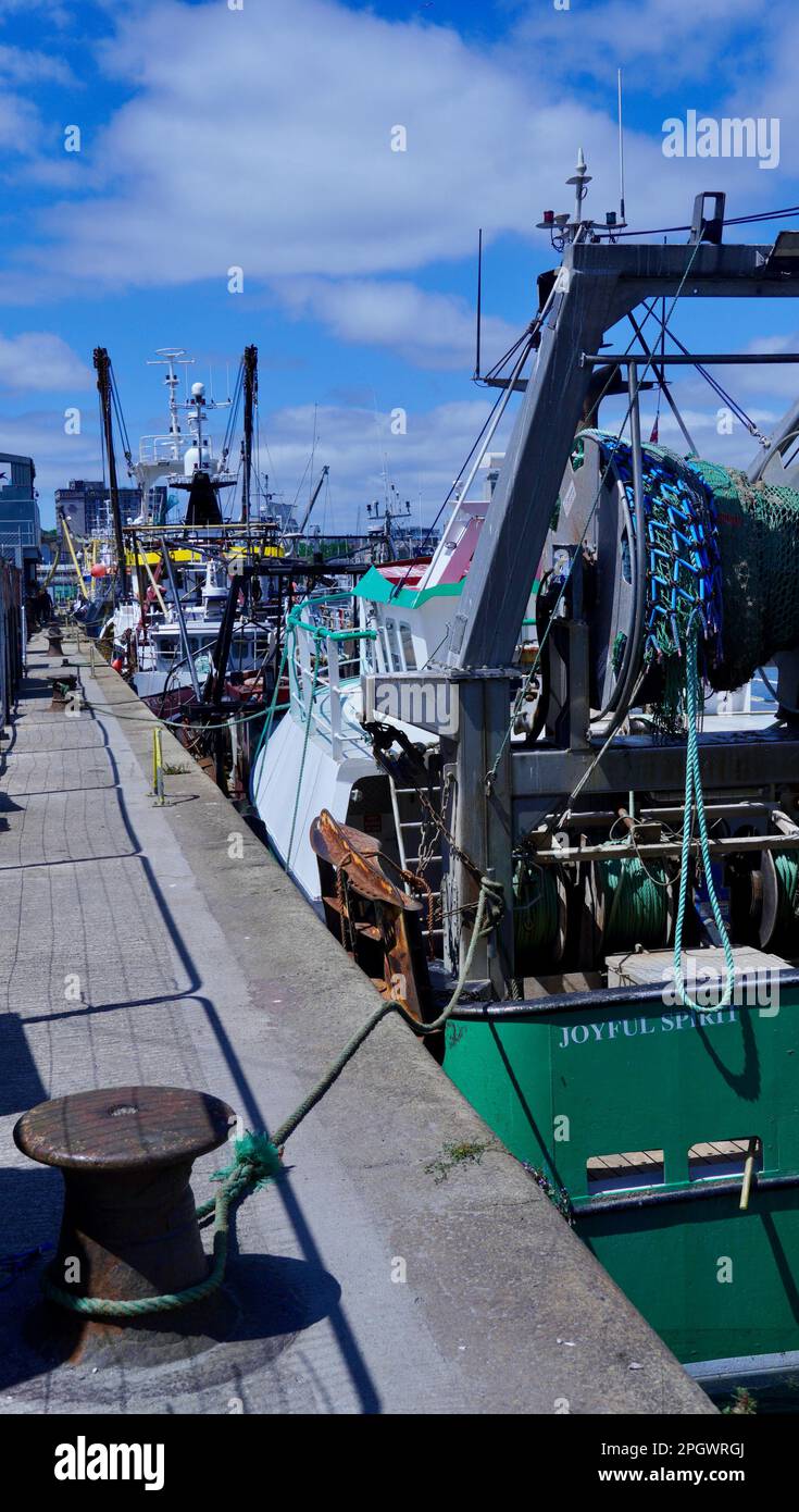 Plymouth, Devon, UK 06 July 2023 Fishing trawlers, large and small