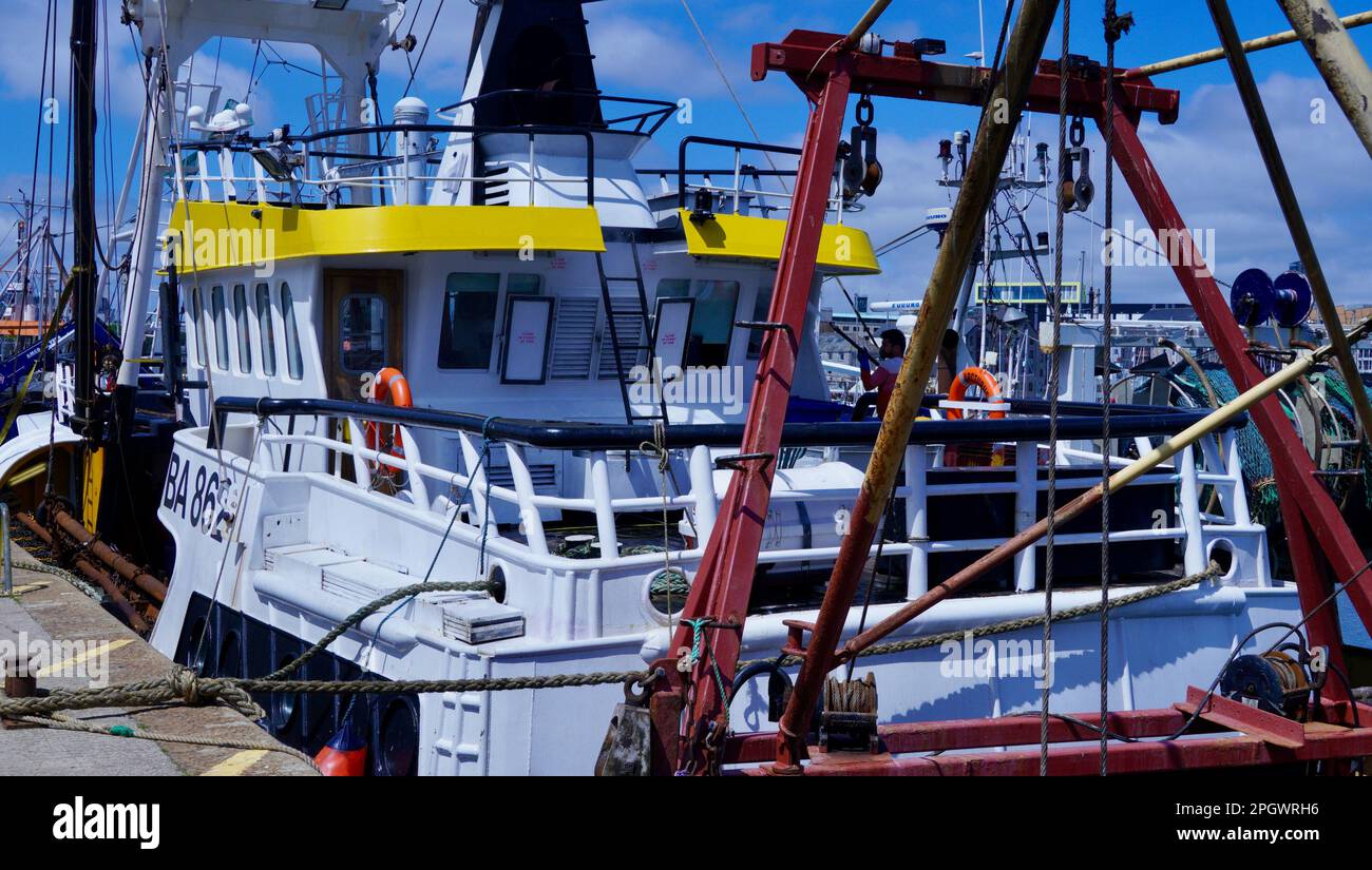 Plymouth, Devon, UK 06 July 2023 Fishing trawlers, large and small