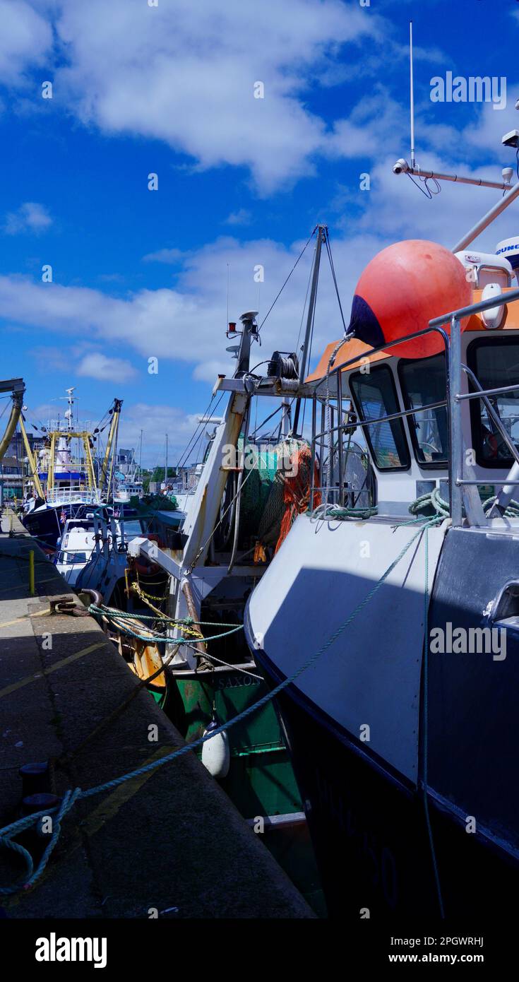 Plymouth, Devon, UK 06 July 2023 Fishing trawlers, large and small