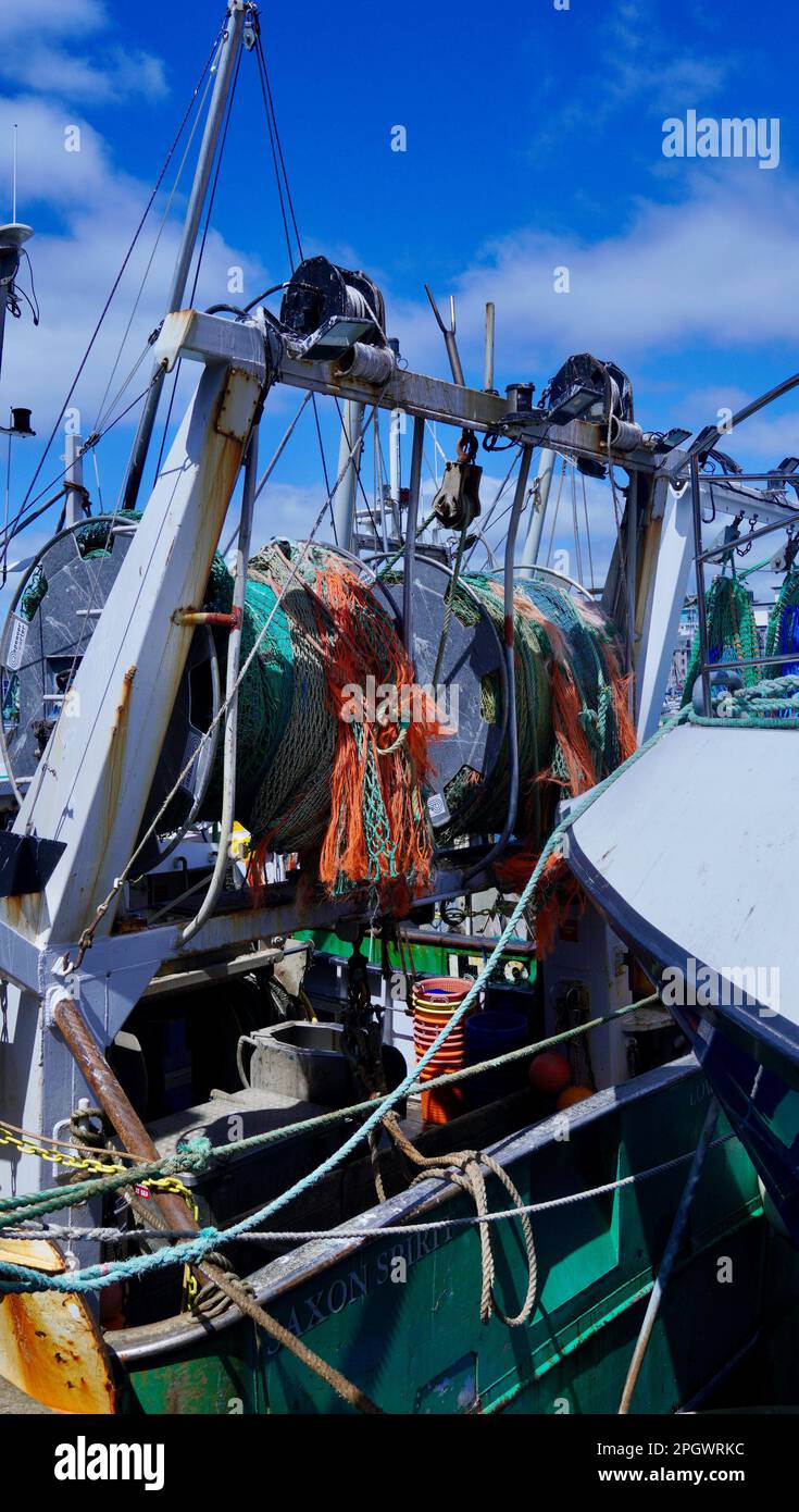 Plymouth, Devon, UK 06 July 2023 Fishing trawlers, large and small