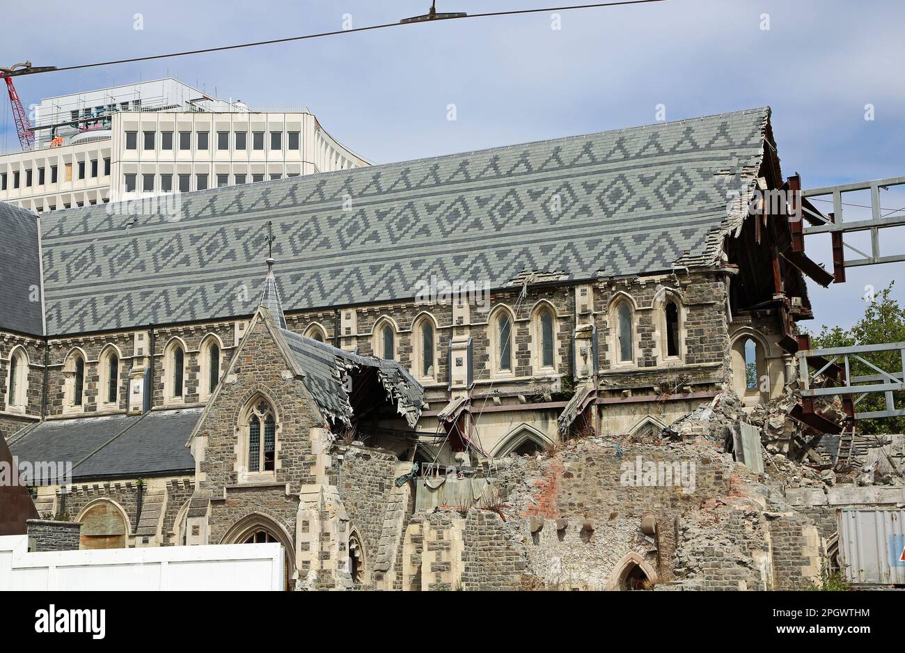 Ruin of Christchurch cathedral - New Zealand Stock Photo