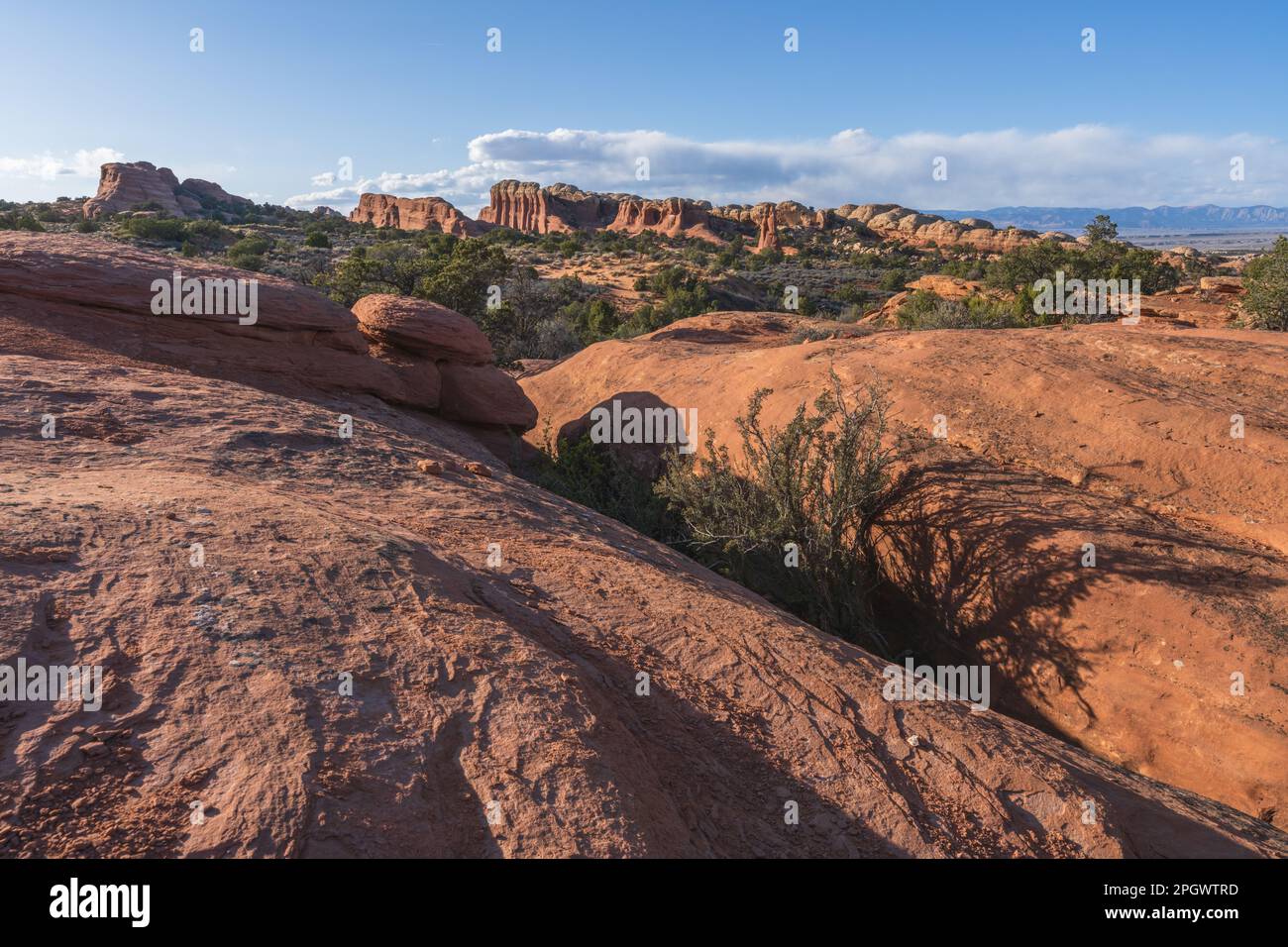 hiking the broken arch trail in arches national park in utah, usa Stock