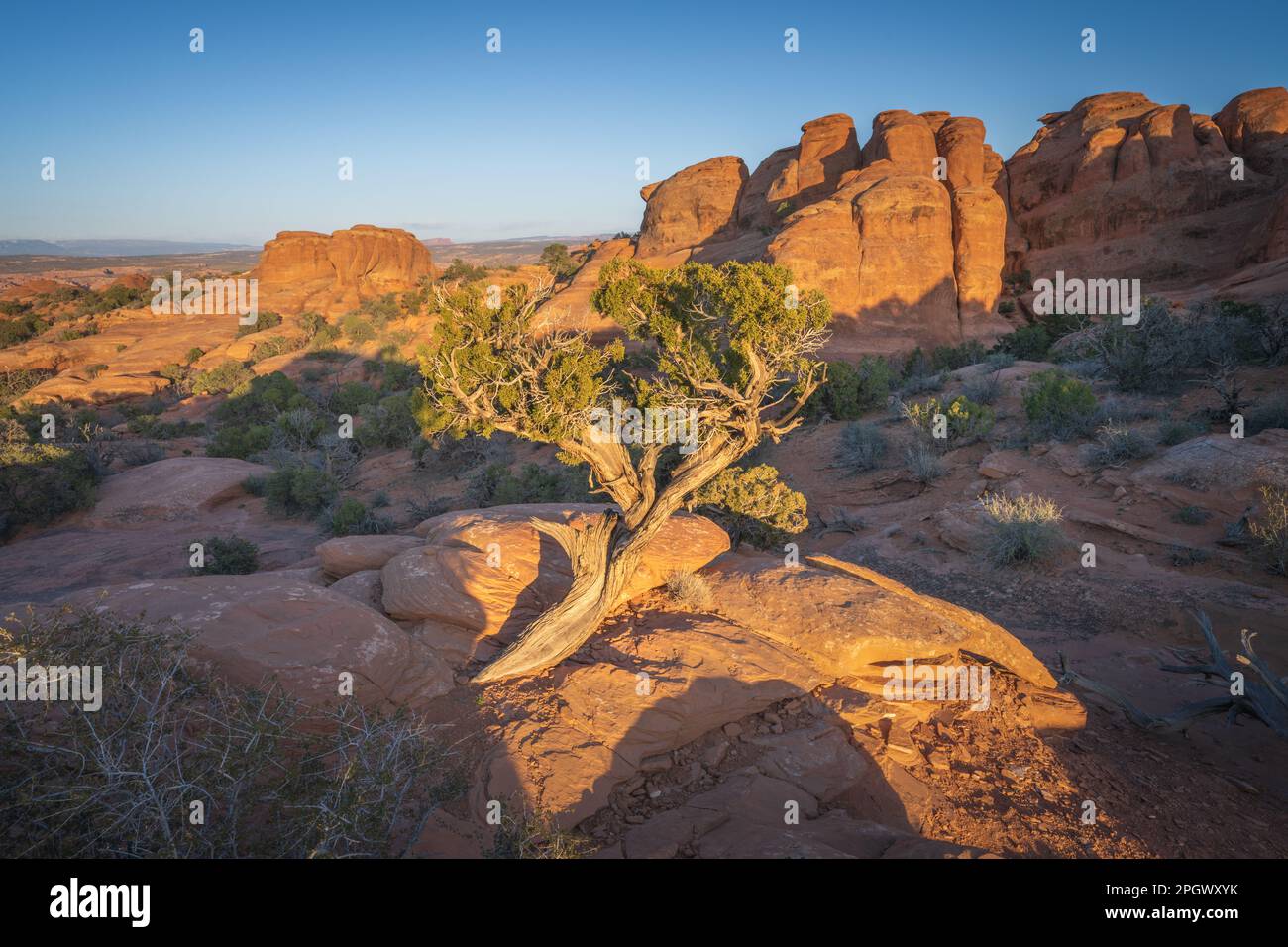 hiking the broken arch trail in arches national park in utah, usa Stock