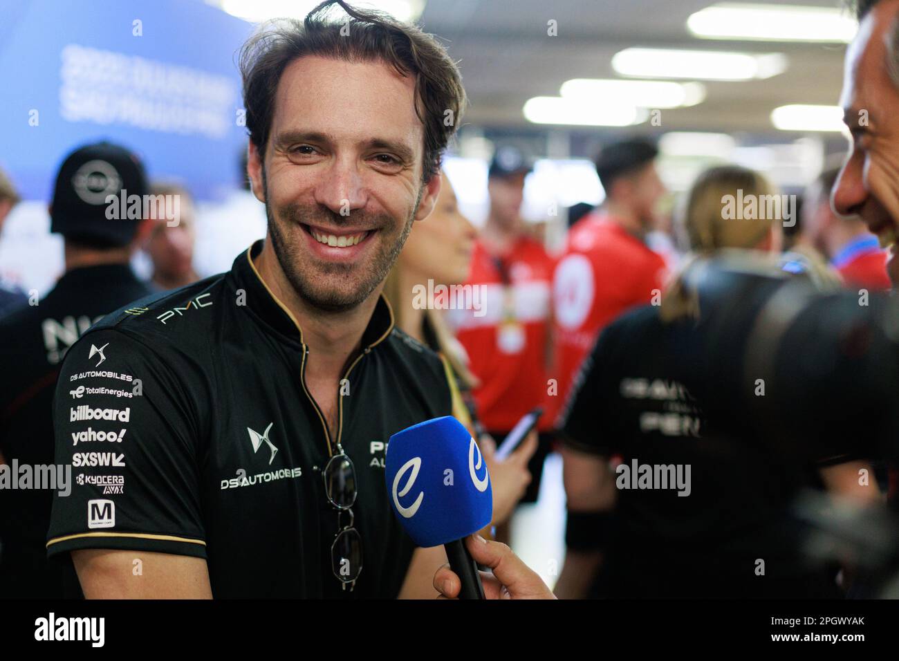 VERGNE Jean-Eric (fra), DS Penske Formula E Team, Spark-DS, DS E-Tense FE23, portrait Media Pen during at the 2023 Sao Paulo ePrix, 5th meeting of the 2022-23 ABB FIA Formula E World Championship, on the Sao Paulo Street Circuit from March 23 to 25, 2023 in Sao Paulo, Brazil - Photo: Cl..ment Luck/DPPI/LiveMedia Stock Photo