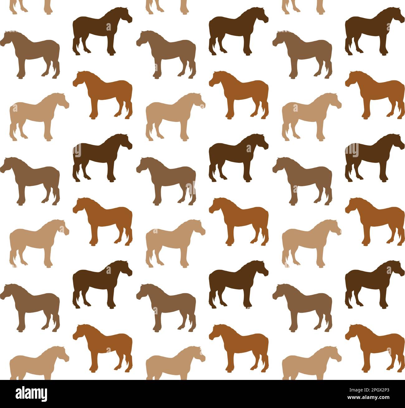 Vector seamless pattern of hand drawn sketch doodle horse silhouette ...