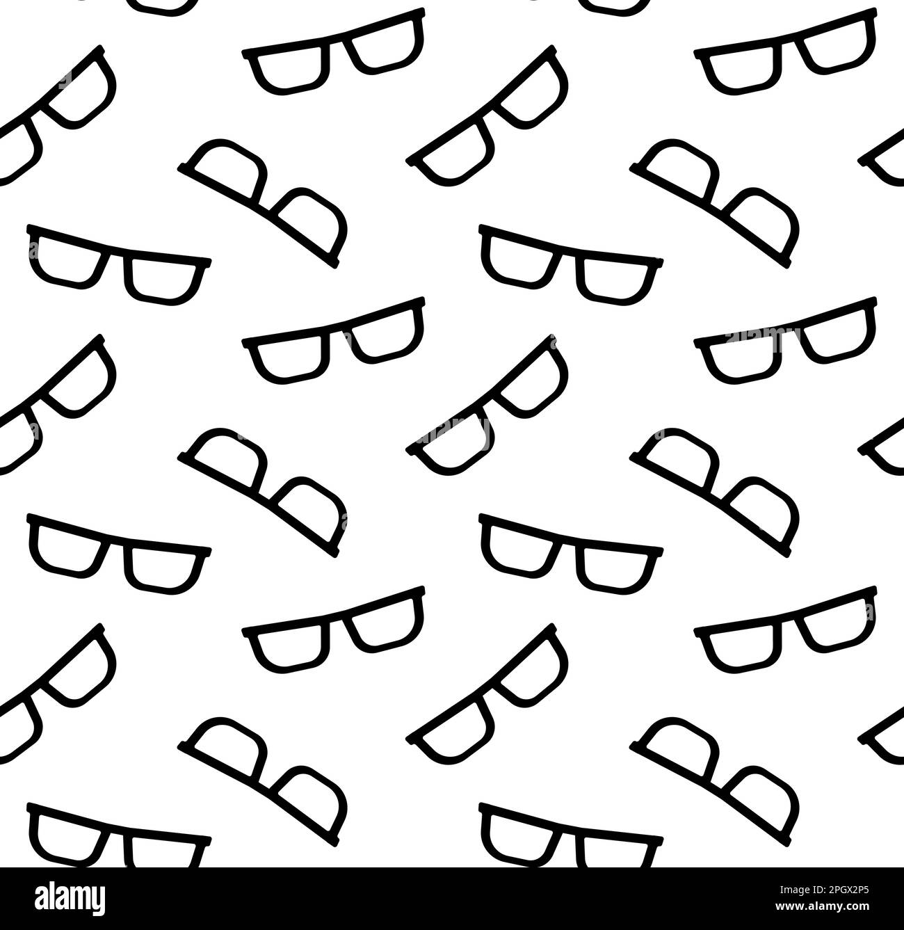 Vector seamless pattern of flat glasses isolated on white background Stock Vector
