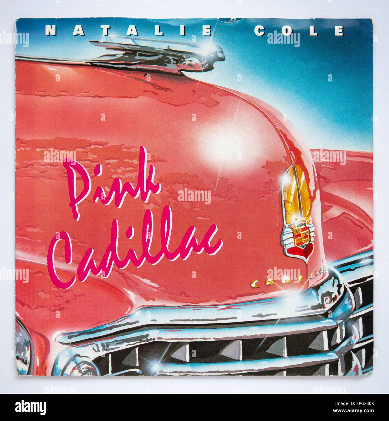 Picture cover of the seven inch single version of Pink Cadillac by Natalie Cole, which was released in 1988 Stock Photo