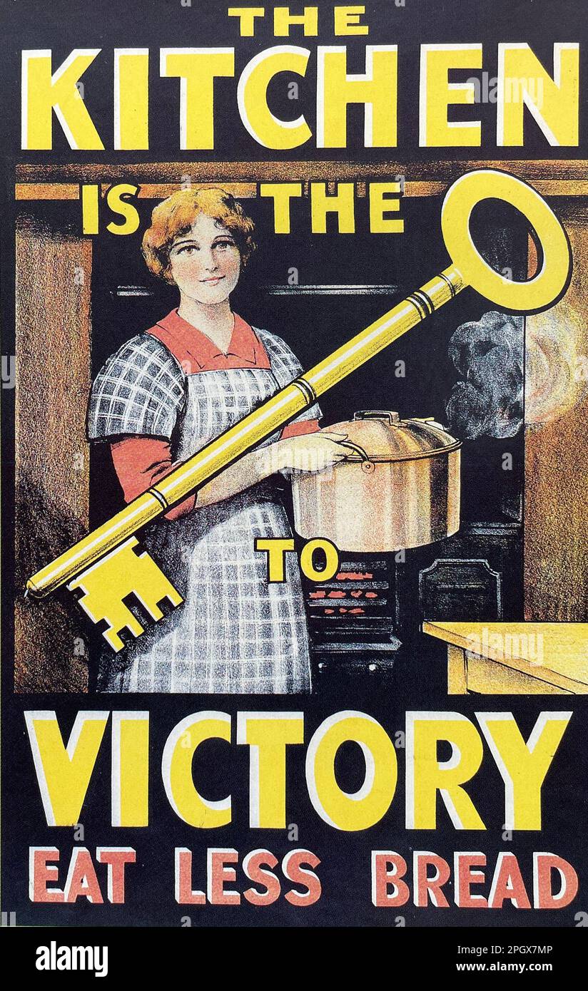 THE KITCHEN IS THE KEY TO VICTORY British propaganda poster about 1915 Stock Photo