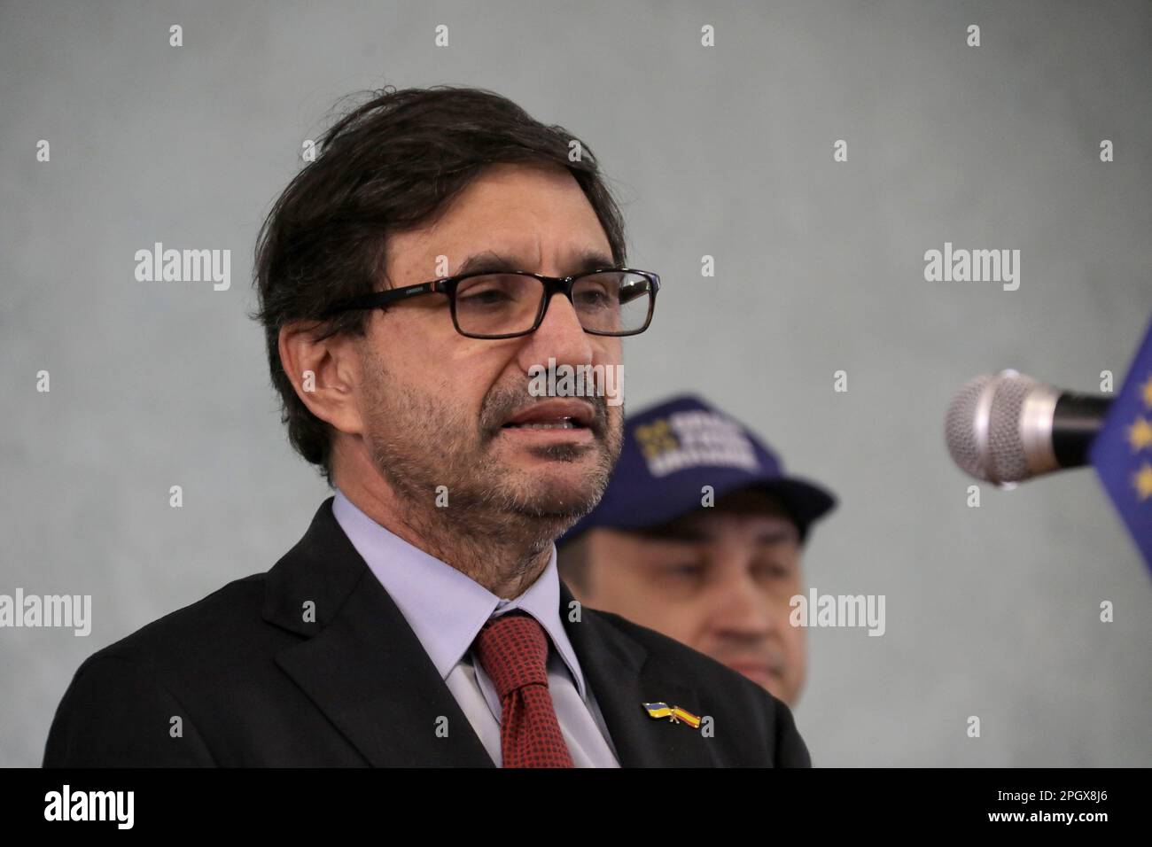 ODESA, UKRAINE - MARCH 24, 2023 - Ambassador Extraordinary and Plenipotentiary of the Kingdom of Spain to Ukraine Ricardo Lopez-Aranda Jagu attends a briefing on the Grain Initiative and the Grain from Ukraine project, Odesa, southern Ukraine. Stock Photo