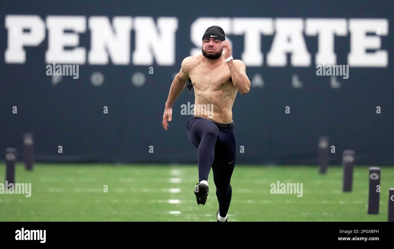 Penn State defensive back Jonathan Sutherland runs the 40yard dash