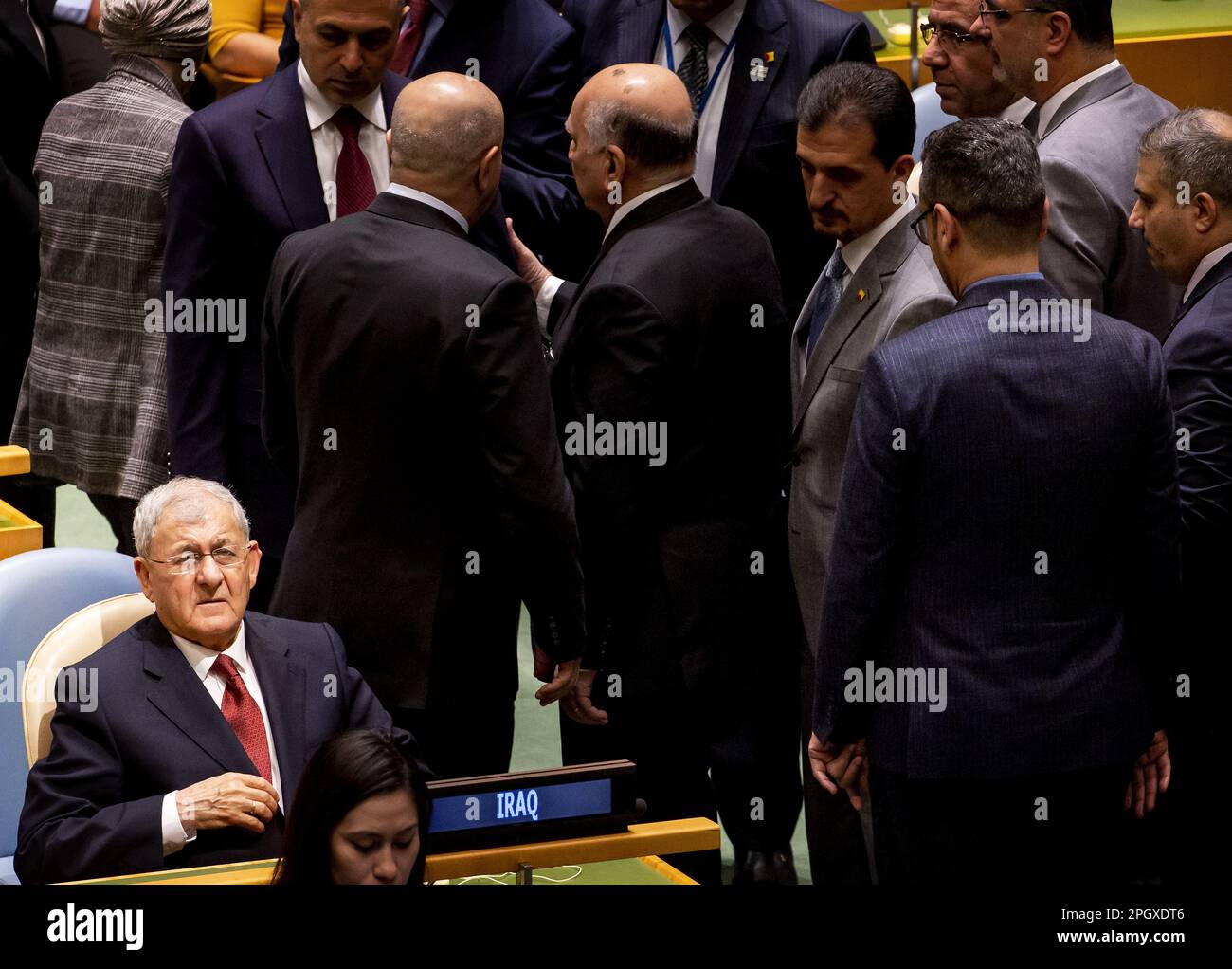 NEW YORK - President Latif Rashid of Iraq during the conclusion of the United Nations water conference. The conference serves as a prelude to the climate summit in Dubai later this year. ANP KOEN VAN WEEL netherlands out - belgium out Stock Photo