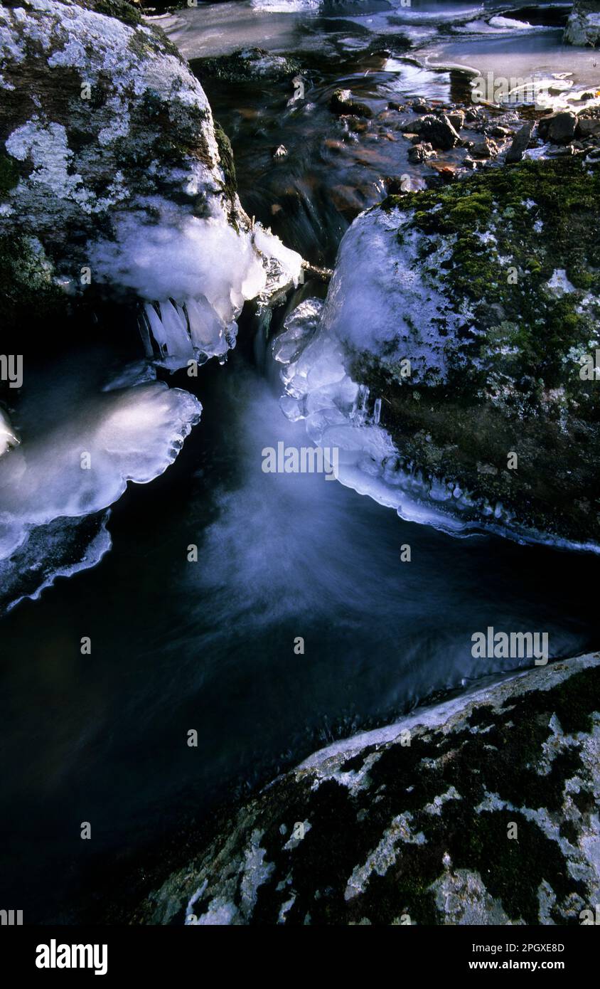 Frozen creek in Ortakis (Bolotana), Sardinia. Italy Stock Photo