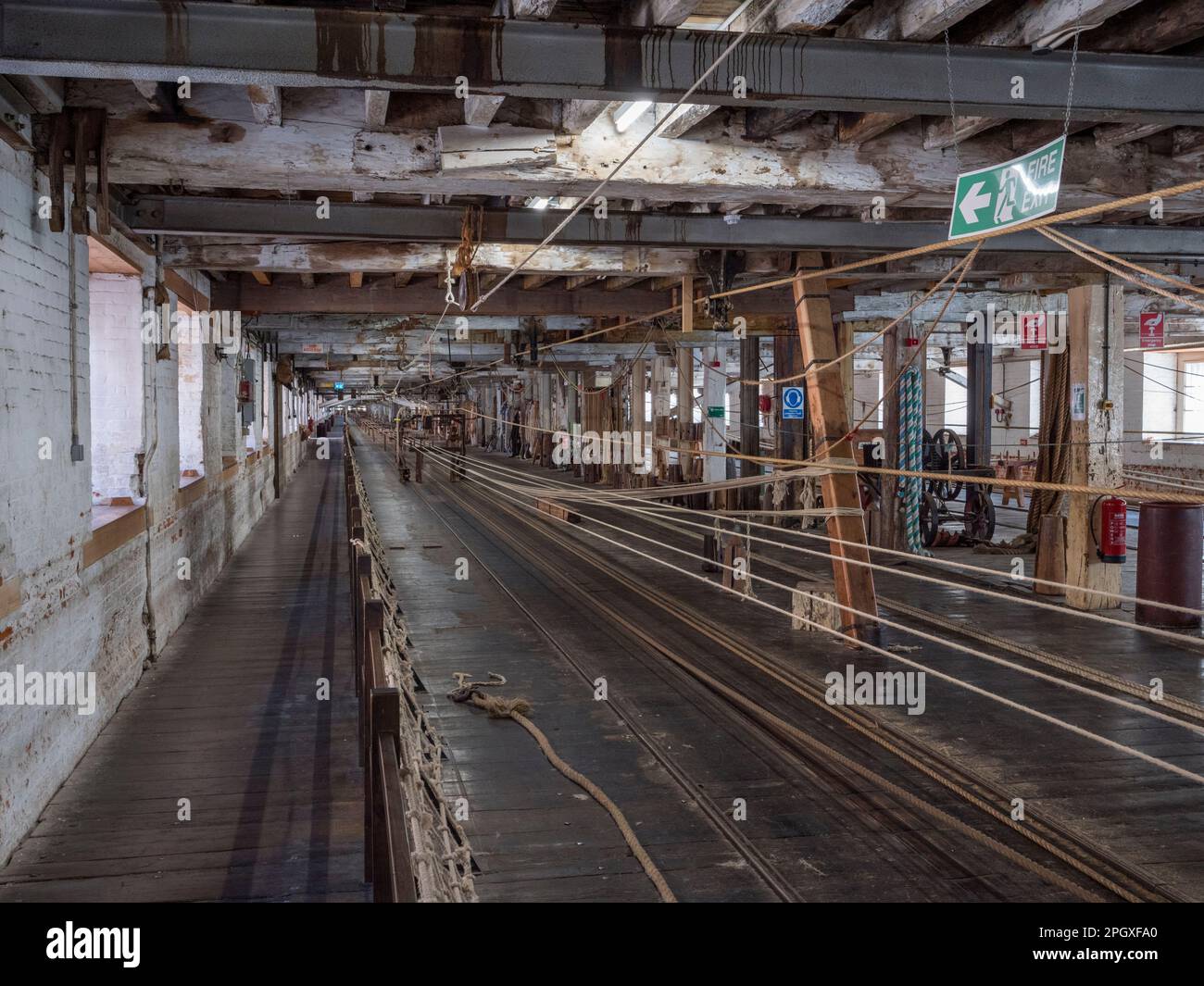 General view of the ropewalk inside the massive ropery (where ship rope