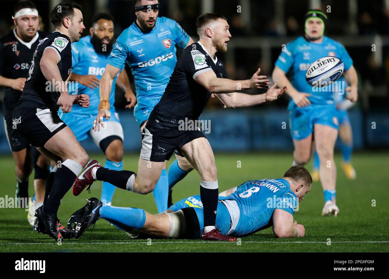 Newcastle Falcons' Brett Connon in action during the Gallagher Premiership match at Kingston Park, Newcastle upon Tyne. Picture date: Friday March 24, 2023. Stock Photo