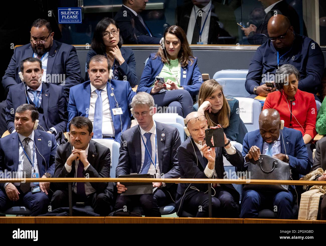 NEW YORK - Water envoy Henk Ovink during the conclusion of the United Nations water conference. The conference serves as a prelude to the climate summit in Dubai later this year. ANP KOEN VAN WEEL netherlands out - belgium out Stock Photo